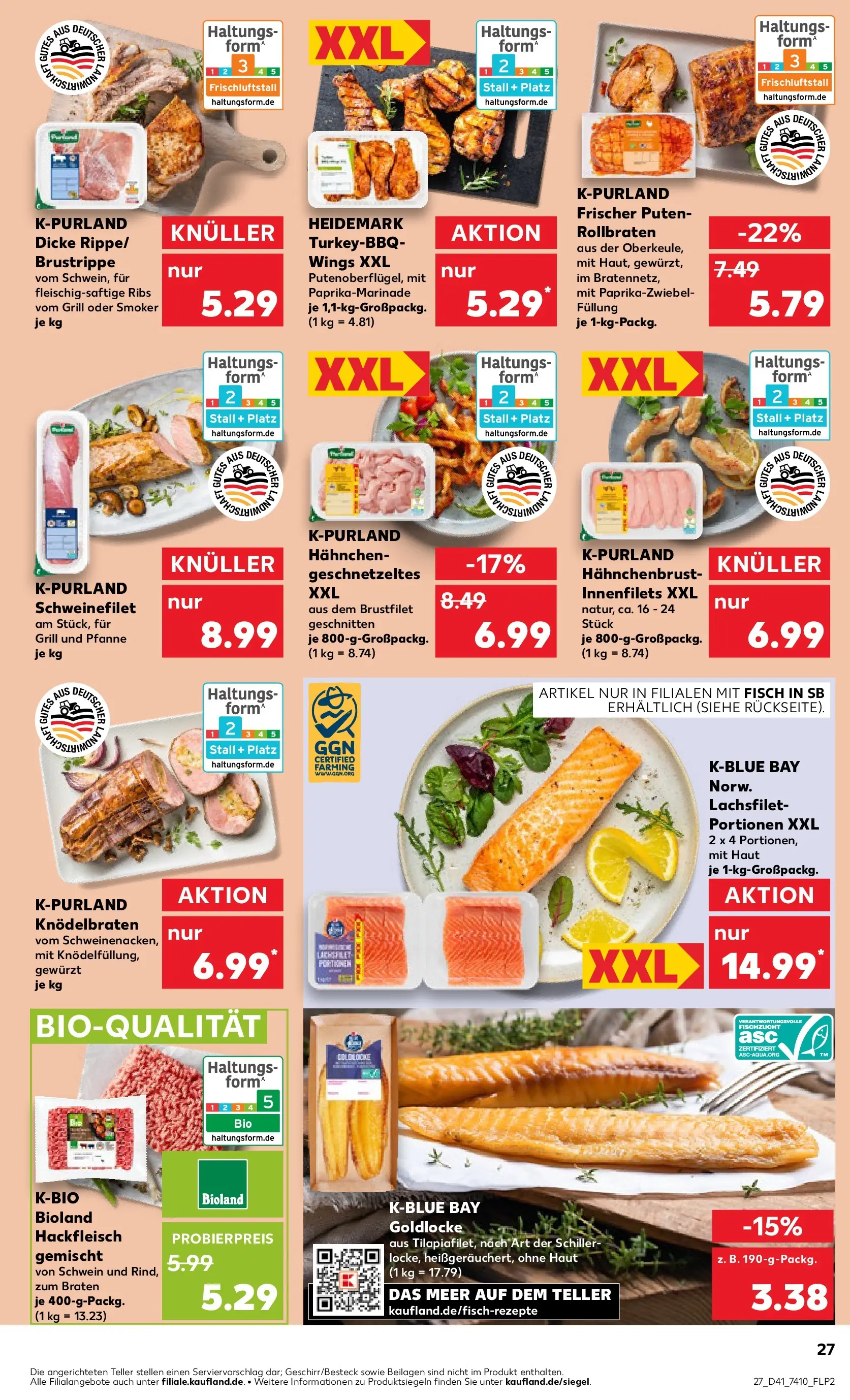 Prospekt Kaufland ab 09.10.2025 » Angebote und Werbung Online | Seite: 27 | Produkte: Hahnchen, Schweinefilet, Fisch, Hackfleisch Prospekt Kaufland ab 09.10.2025 » Angebote Online zum Blättern | Seite: 27 | Produkte: Hahnchen, Schweinefilet, Fisch, Hackfleisch