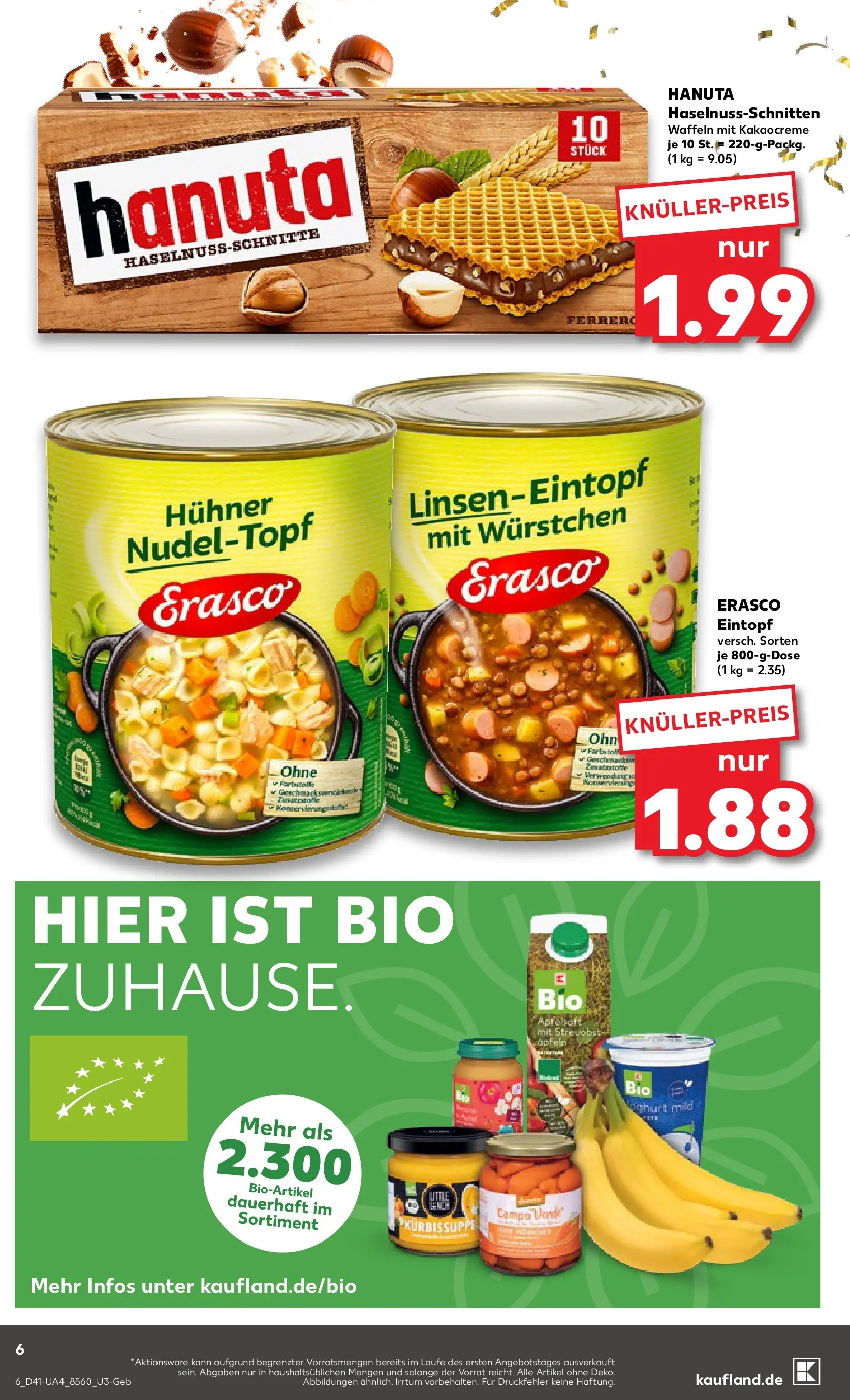 Prospekt Kaufland ab 08.10.2025 » Angebote und Werbung Online | Seite: 6 | Produkte: Waffeln, Erasco Prospekt Kaufland ab 08.10.2025 » Angebote Online zum Blättern | Seite: 6 | Produkte: Waffeln, Erasco