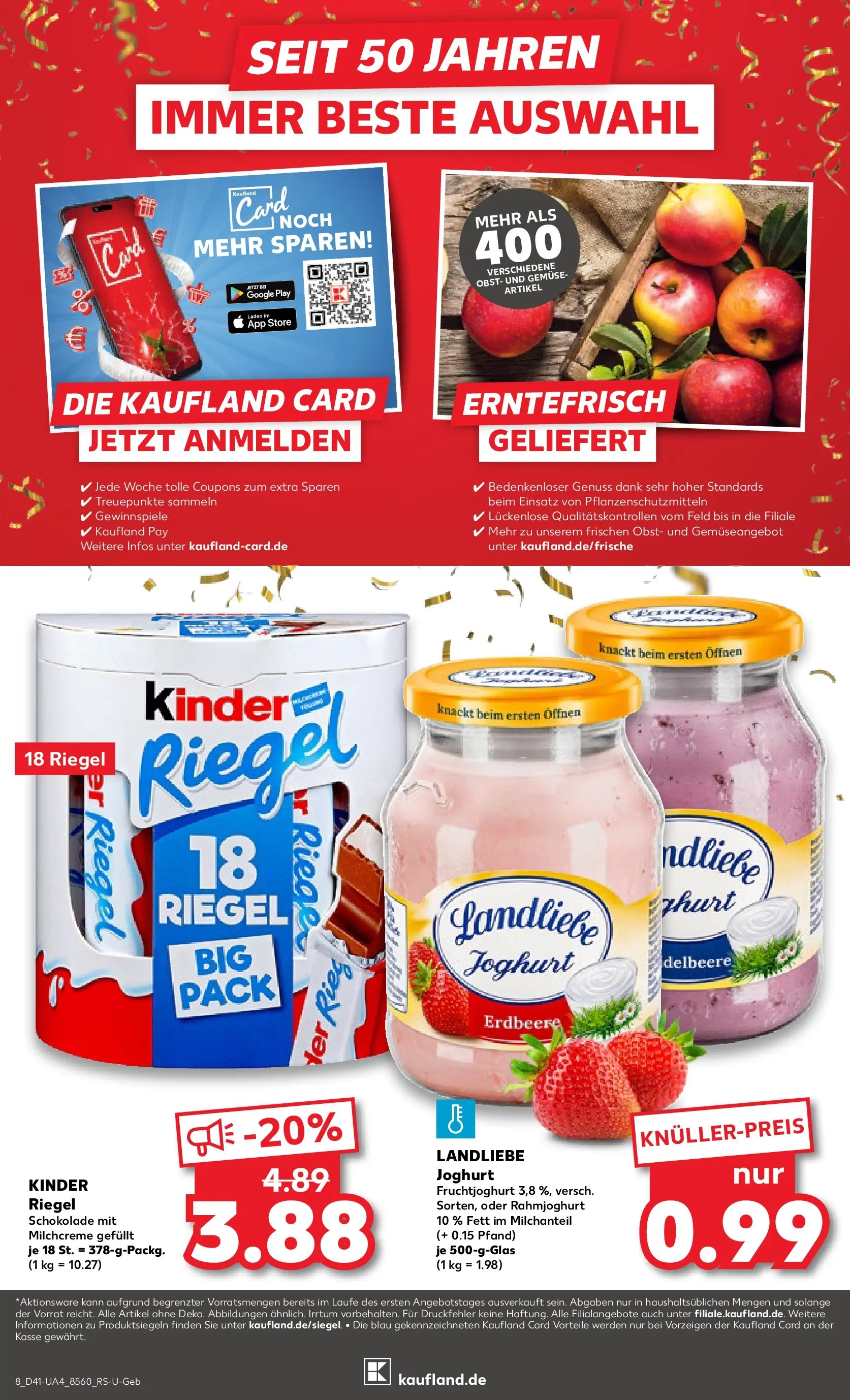 Prospekt Kaufland ab 08.10.2025 » Angebote und Werbung Online | Seite: 8 | Produkte: Kinder schokolade, Schokolade, Fruchtjoghurt, Kinder riegel Prospekt Kaufland ab 08.10.2025 » Angebote Online zum Blättern | Seite: 8 | Produkte: Kinder schokolade, Schokolade, Fruchtjoghurt, Kinder riegel