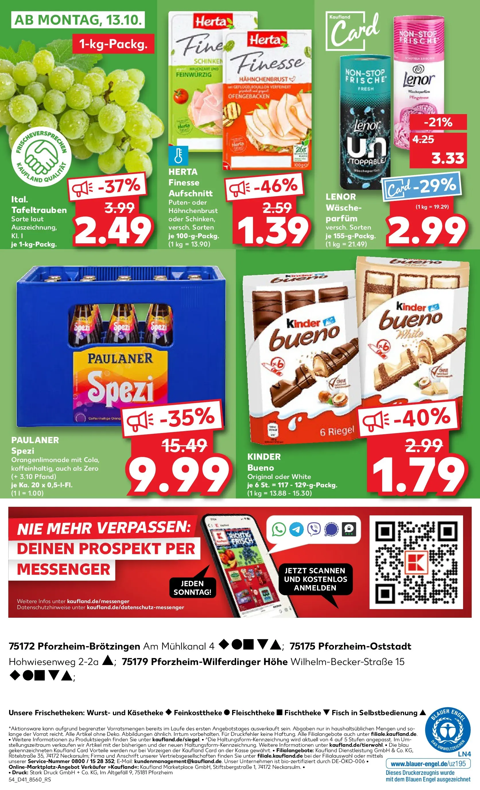Prospekt Kaufland ab 08.10.2025 » Angebote und Werbung Online | Seite: 62 | Produkte: Cola, Parfüm, Wurst, Herta finesse Prospekt Kaufland ab 08.10.2025 » Angebote Online zum Blättern | Seite: 62 | Produkte: Cola, Parfüm, Wurst, Herta finesse