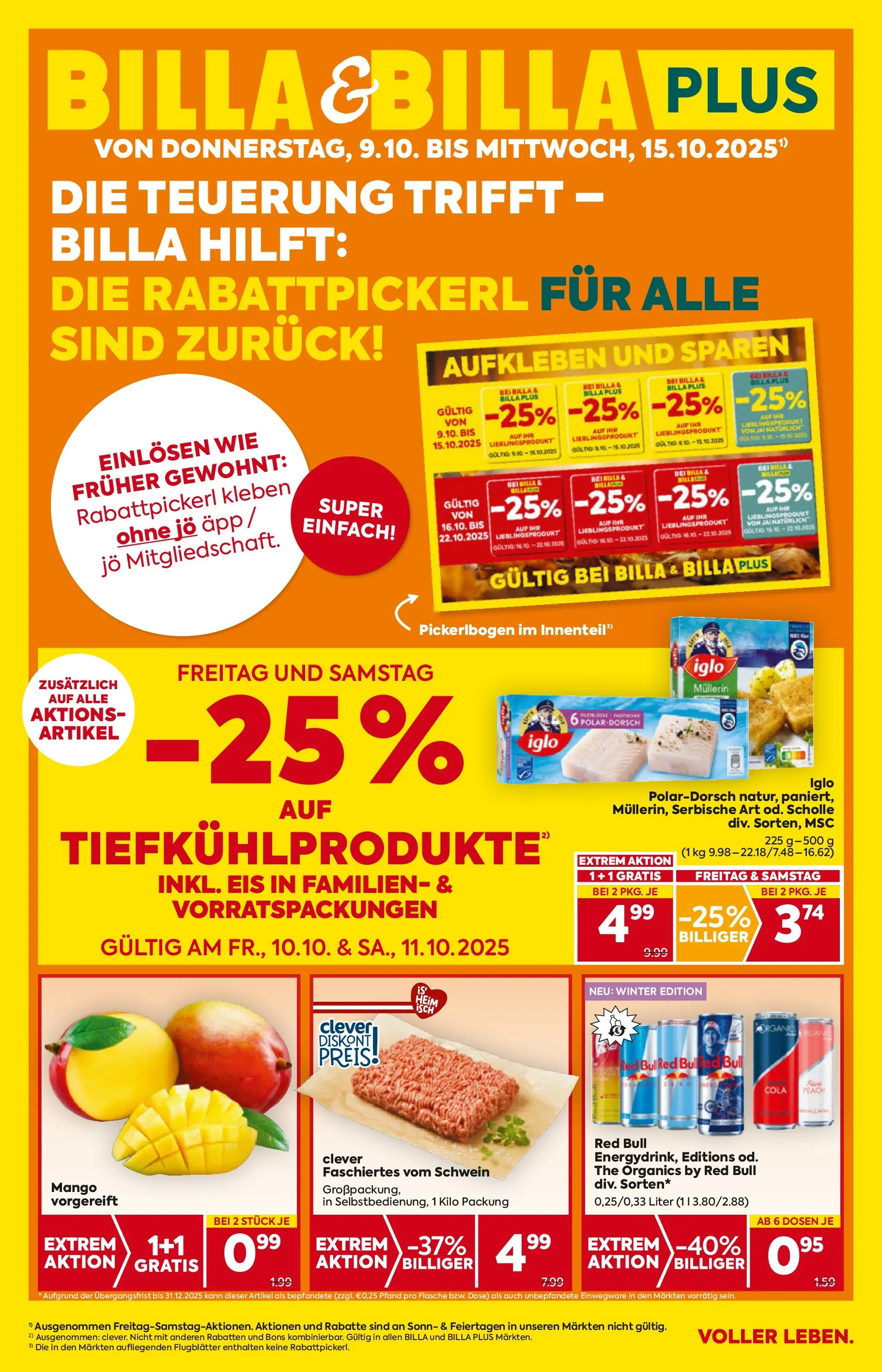 Billa Flugblatt - Wien ab 09.10.2025 - Angebote, Prospekt | Seite: 1 | Produkte: Eis, Mango
