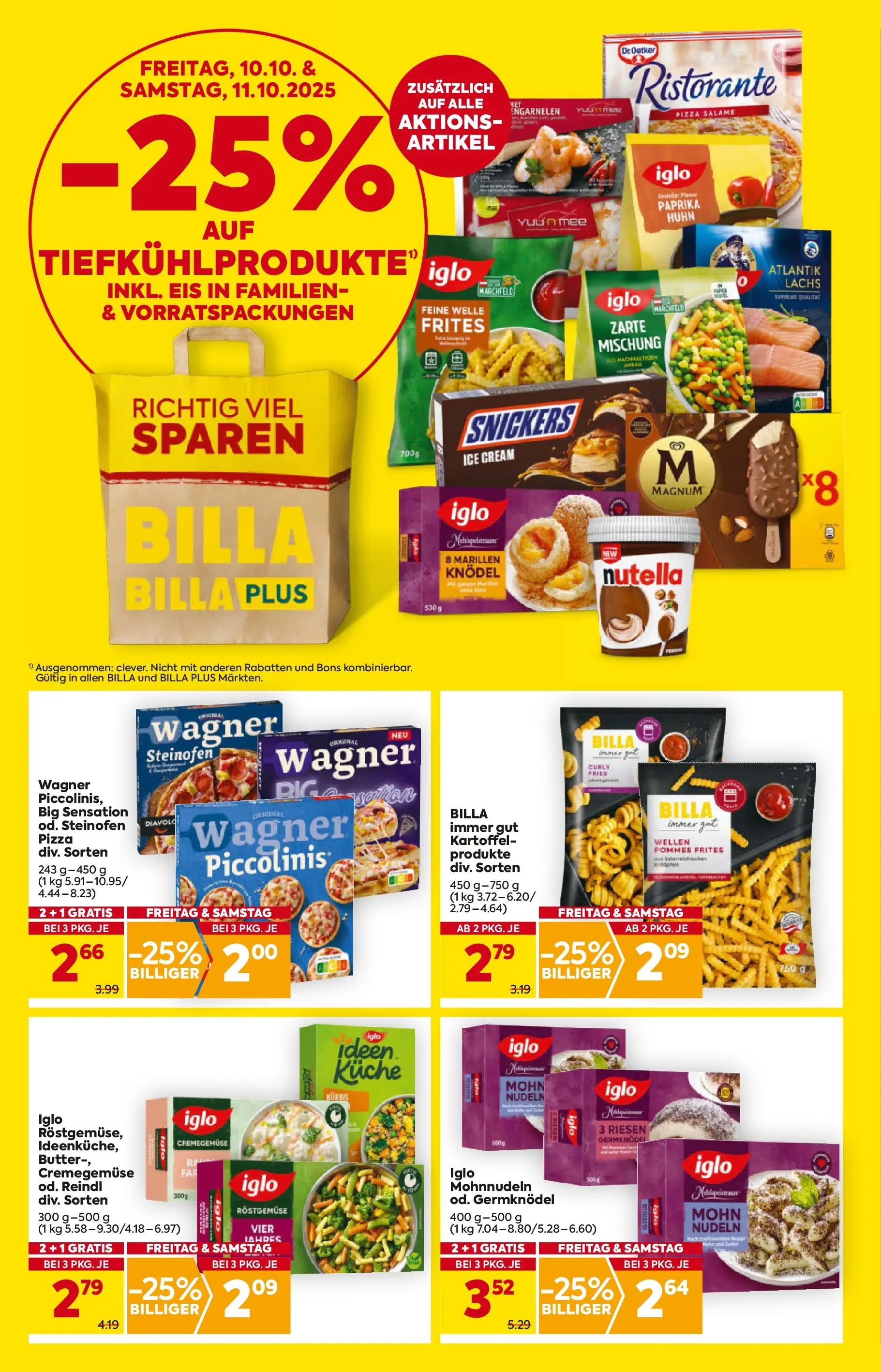 Billa Flugblatt - Wien ab 09.10.2025 - Angebote, Prospekt | Seite: 2 | Produkte: Eis, Butter, Pizza, Nudeln