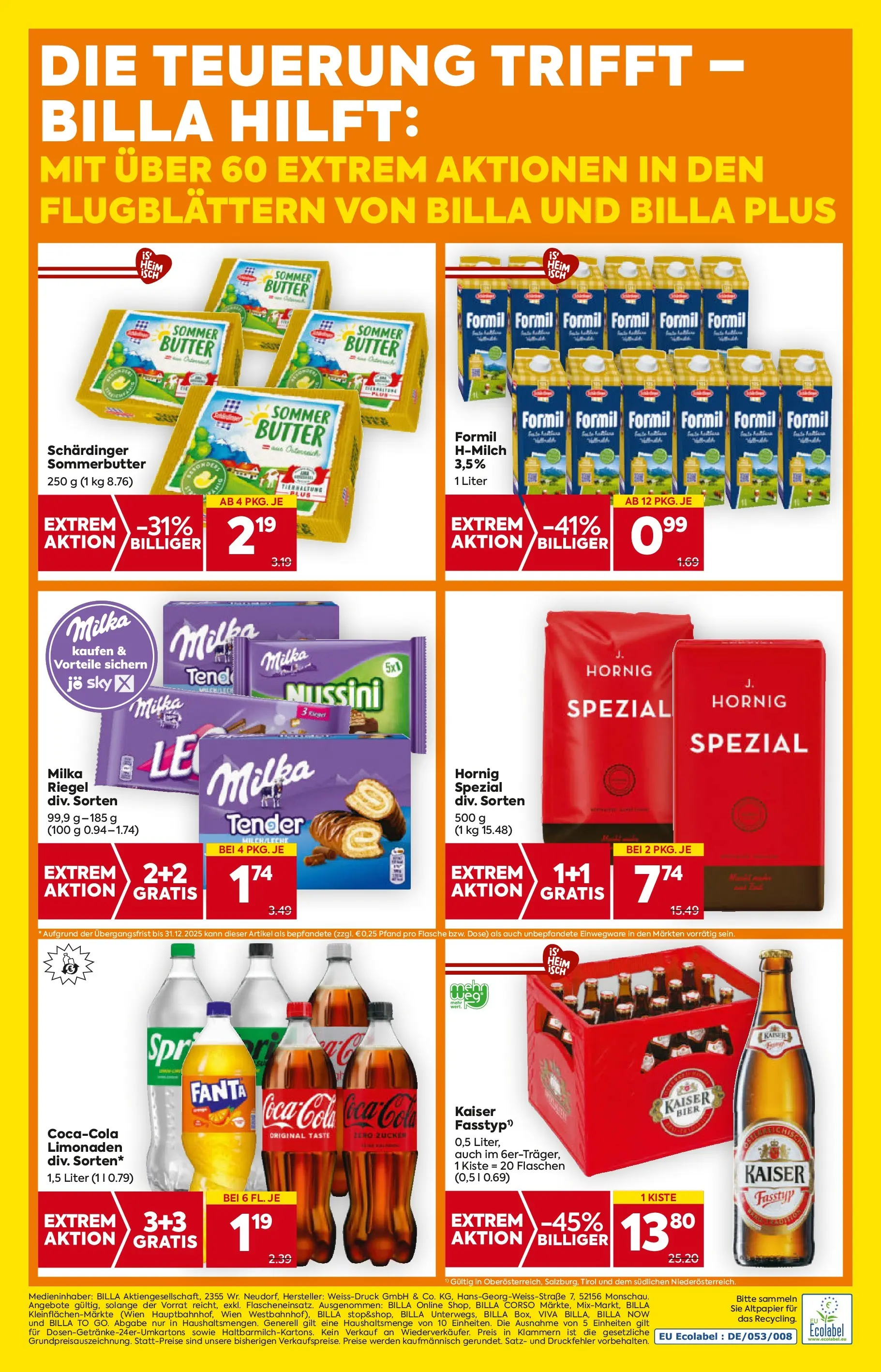 Billa Flugblatt - Amstetten, Neufurth ab 09.10.2025 - Angebote, Prospekt | Seite: 20 | Produkte: Zucker, Butter, Bier