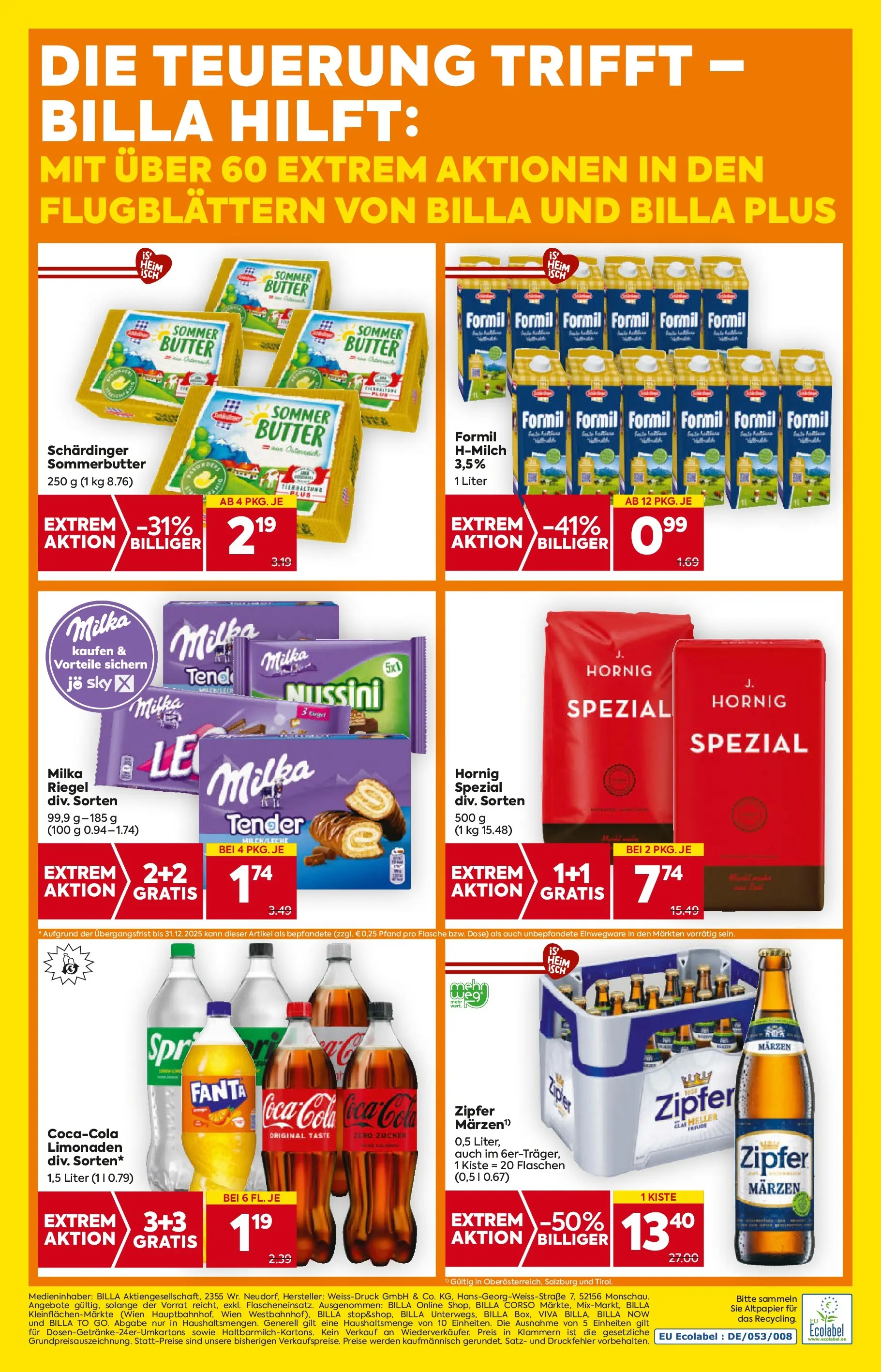Billa Flugblatt - Kitzbuehel, Zell Am Ziller, Brixlegg ab 09.10.2025 - Angebote, Prospekt | Seite: 20 | Produkte: Zucker, Butter