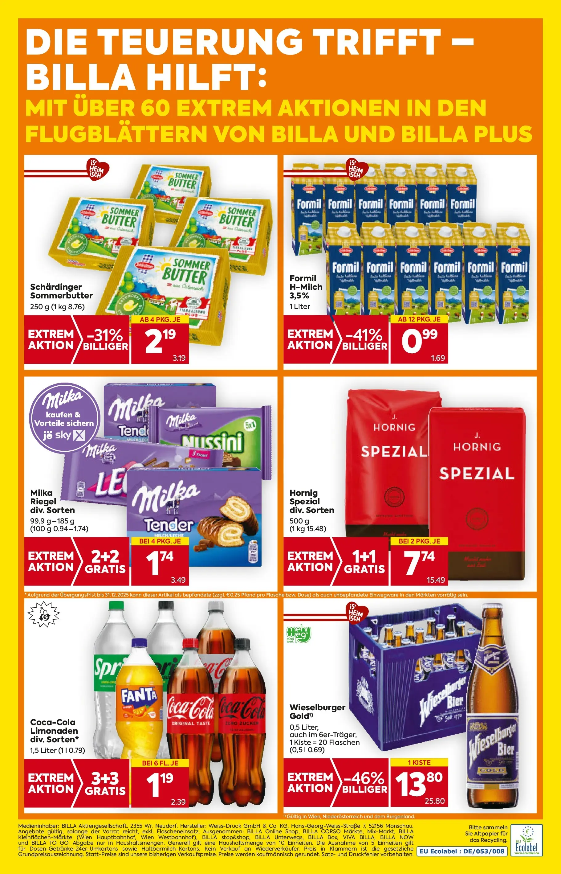 Billa Flugblatt - Moedling, Scheibbs, Schwadorf  ab 09.10.2025 - Angebote, Prospekt | Seite: 20 | Produkte: Zucker, Butter, Bier