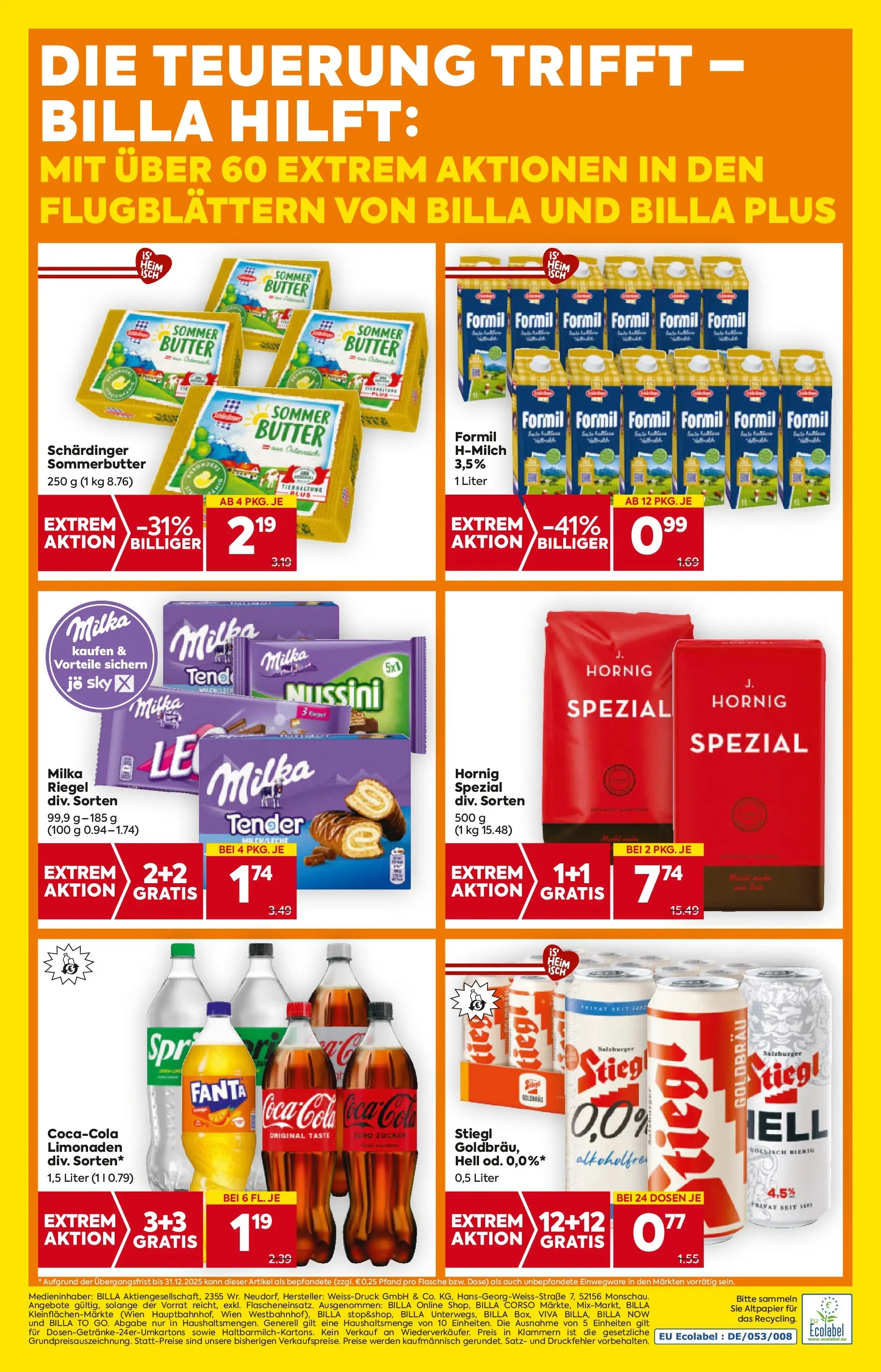 Billa Flugblatt - Oberndorf Bei Salzburg, Lamprechtshausen, Maria Alm ab 09.10.2025 - Angebote, Prospekt | Seite: 20 | Produkte: Zucker, Butter