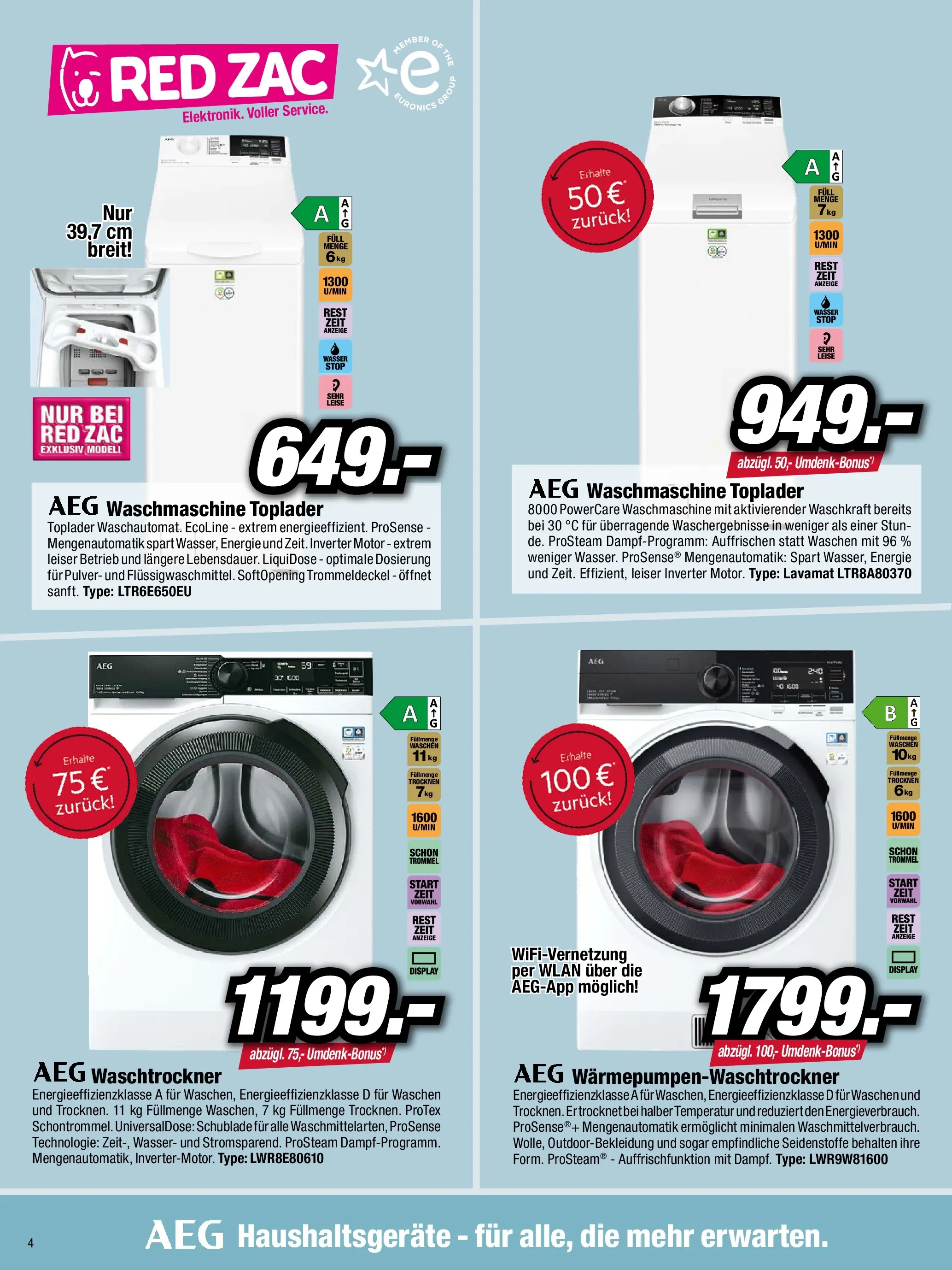RED ZAC Besser Trocken Als Nass - Kufstein von 20.10.2025 - Aktuelle Angebote | Seite: 4 | Produkte: Wasser, Waschmaschine
