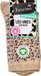 Fascino Socken mit Leo-Muster beige & rosa Gr. 35.38