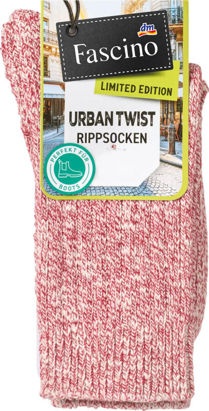 Fascino Socken in Mouliné-Optik rot Gr. 35-38