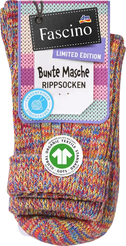 Fascino Socken in Strick-Optik mit Umschlagbund rot Gr. 35-38