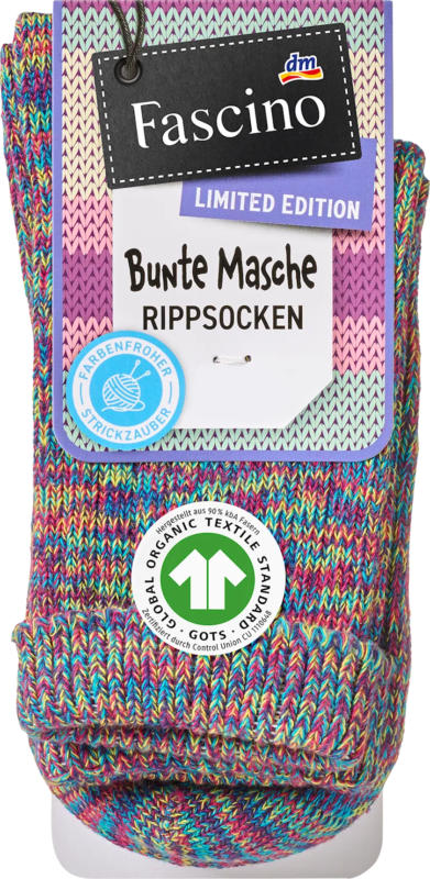 Fascino Socken in Strick-Optik mit Umschlagbund blau Gr. 35-38
