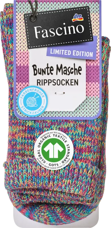 Fascino Socken in Strick-Optik mit Umschlagbund blau Gr. 39-42