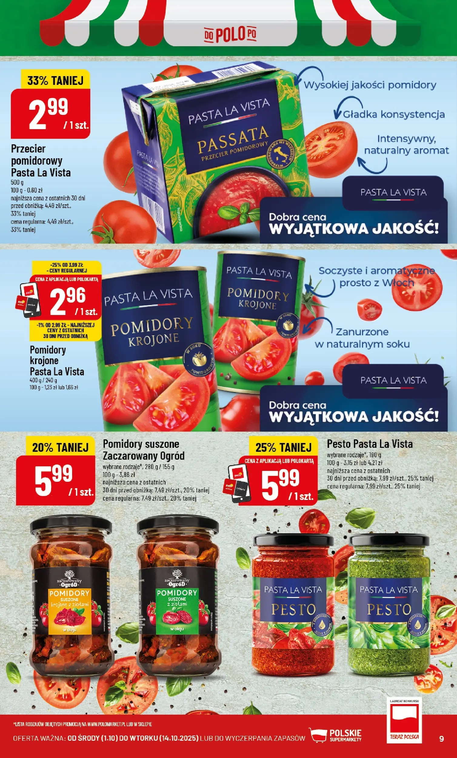 POLOmarket gazetka od jutra (01.10.2025) - Nowa PDF | Strona: 9 | Produkty: Przecier pomidorowy, Pesto, Pomidory suszone, Pomidory