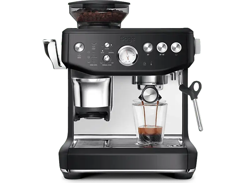 Sage theBarista Express Impress™ Siebträgermaschine (Black Truffle, mit 25 Mahlgradeinstellungen, 1850 Watt, 10 bar)
