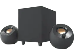 Creative Pebble Plus 2.1 USB-Desktop-Lautsprecher mit Subwoofer, 3.5 mm Stereoklinke, schwarz