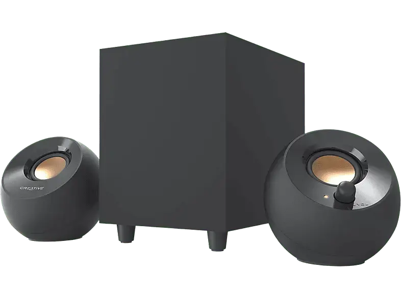 Creative Pebble Plus 2.1 USB-Desktop-Lautsprecher mit Subwoofer, 3.5 mm Stereoklinke, schwarz
