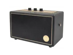 Peaq PPA 550-RW Bluetooth Lautsprecher im Retro Design, Schwarz mit goldenen Elementen