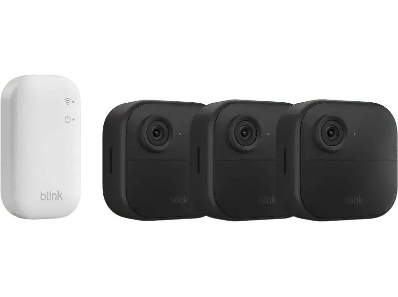 blink Outdoor 4, Sicherheitskamera (Anzahl Kameras: 3, für Außen, Nachtsichtfunktion, Batteriebetrieb, Neigbar, HD, Schwarz)