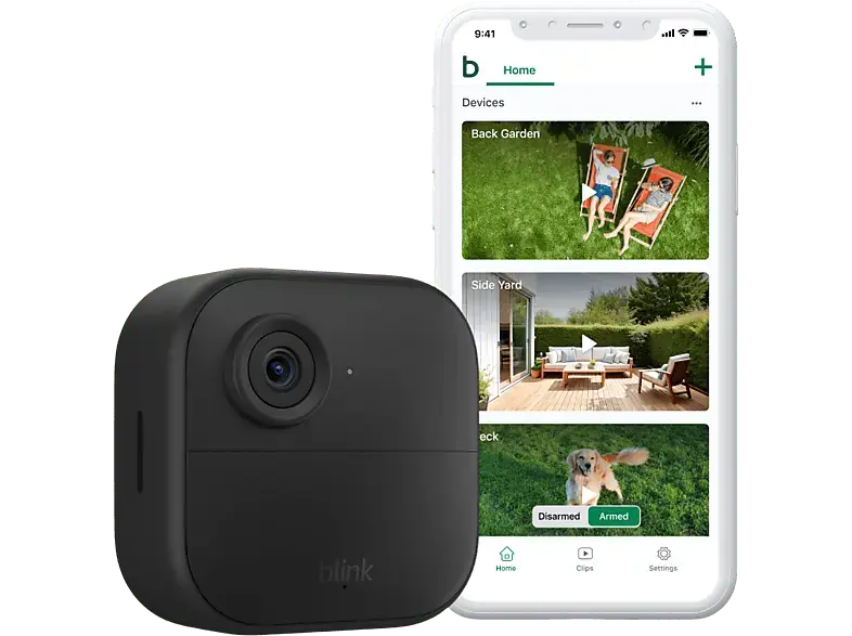 blink Outdoor 4, Sicherheitskamera (Anzahl Kameras: 1, für Außen, Nachtsichtfunktion, Batteriebetrieb, Neigbar, HD, Schwarz)