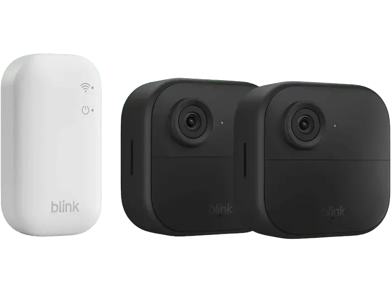 blink Outdoor 4, Sicherheitskamera (Anzahl Kameras: 2, für Außen, Nachtsichtfunktion, Batteriebetrieb, Neigbar, HD, Schwarz)