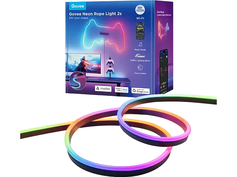 Govee Neon Rope Strip Ligth 2 -4m Black; LED-Lichtstreifen