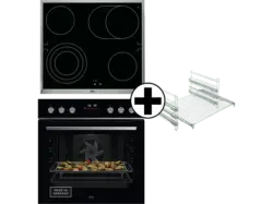 AEG OU5PE42AB 5000 SurroundCook®, Herdset mit Kochfeld & FlexiRunners™ Backauszug (Strahlungsheizungskochfeld, A+, 71 l)