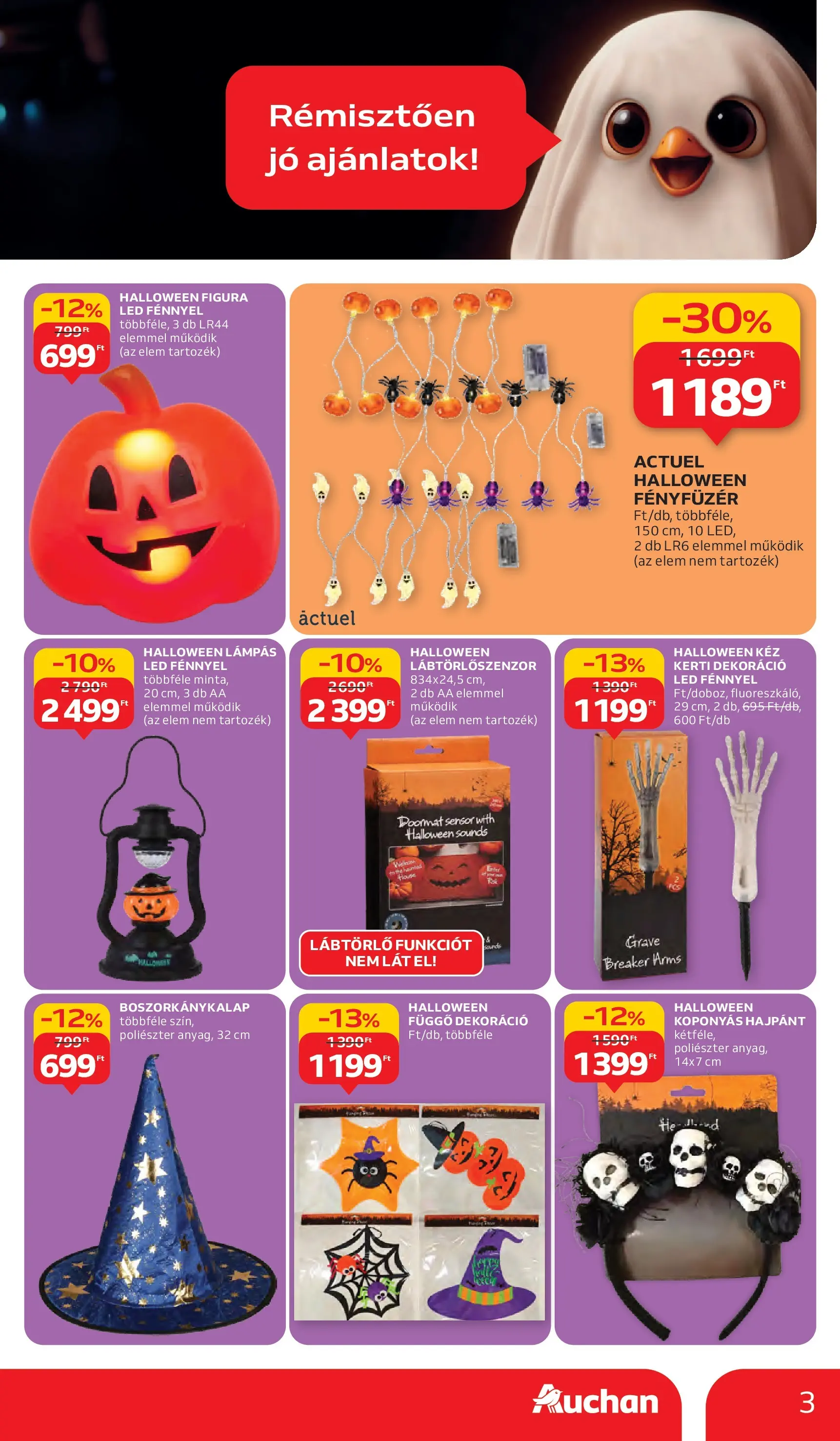 Auchan Akciós újság Szeged - 2025.10.02. -tól/töl > akció, lapozható szórólap 🛍️ | Oldal: 3 | Termékek: Fényfüzér, Lámpás, Lábtörlő, Dekoráció