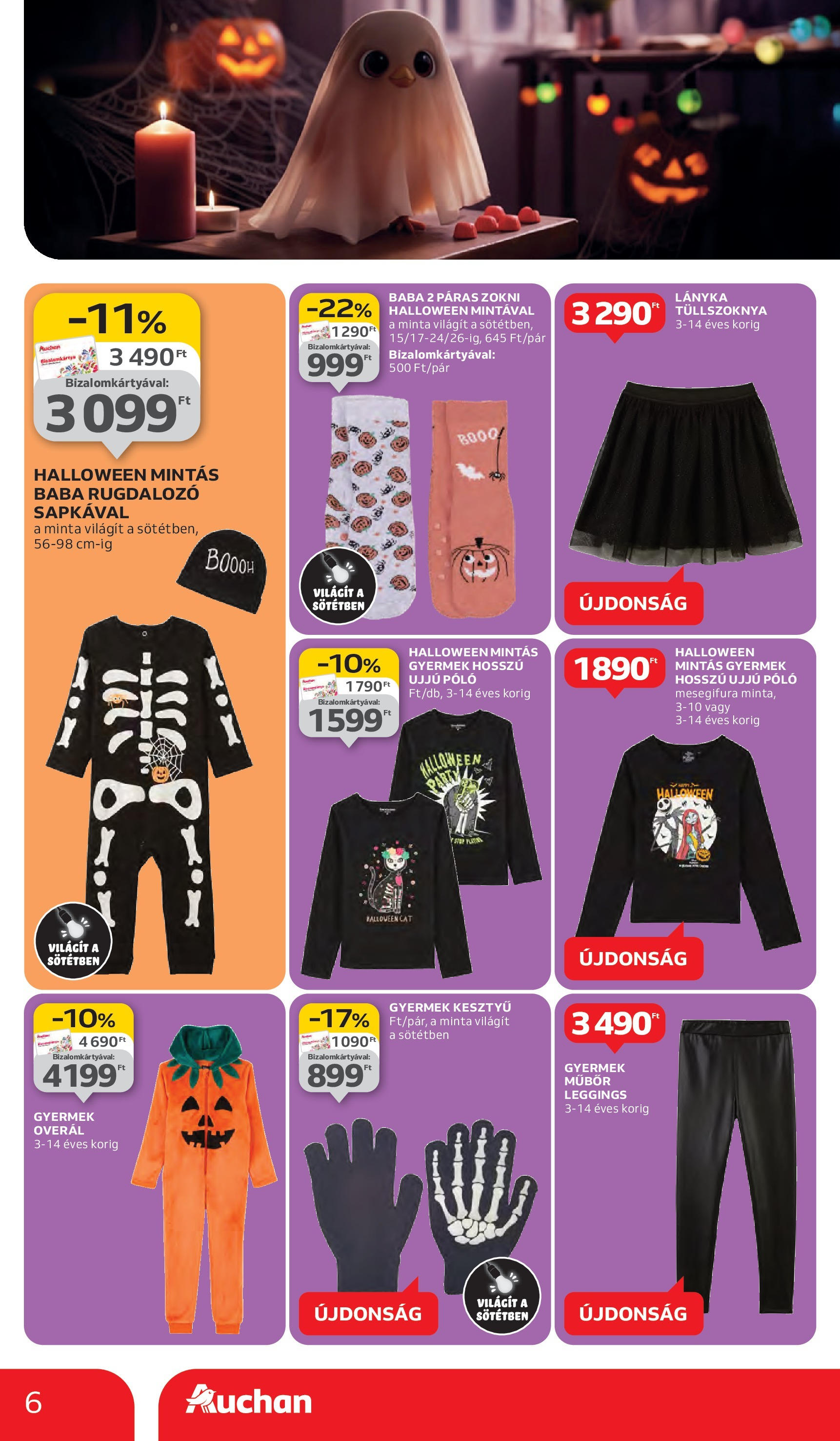 Auchan - Auchan újság érvényessége 10.08.-ig - 2025.10.03. -tól/töl > akció, lapozható szórólap 🛍️ | Oldal: 6 | Termékek: Kesztyű, Overál, Zokni, Leggings