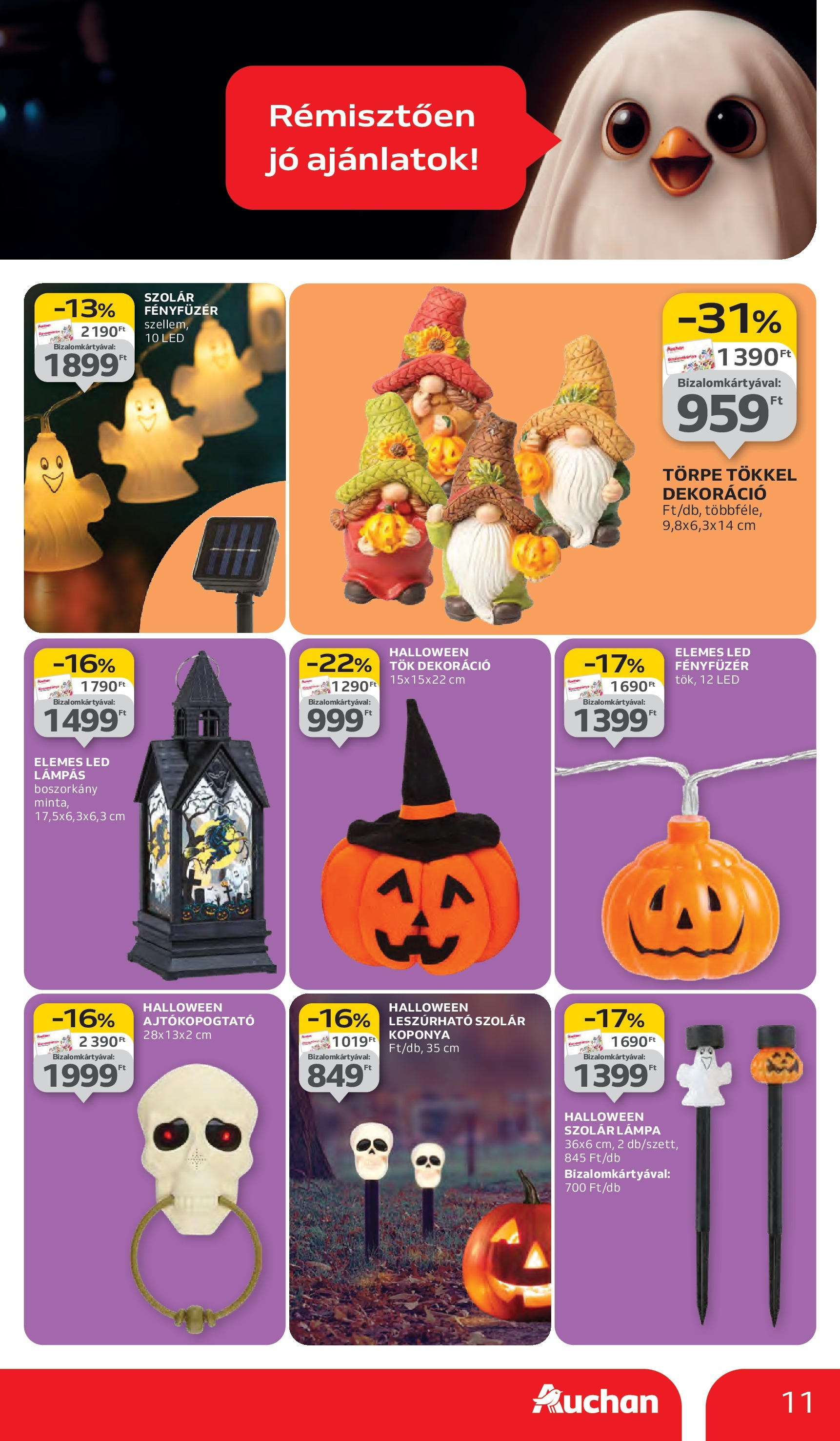 Auchan - Auchan újság érvényessége 10.08.-ig - 2025.10.03. -tól/töl > akció, lapozható szórólap 🛍️ | Oldal: 11 | Termékek: Fényfüzér, Tök, Lámpás, Szolárlámpa