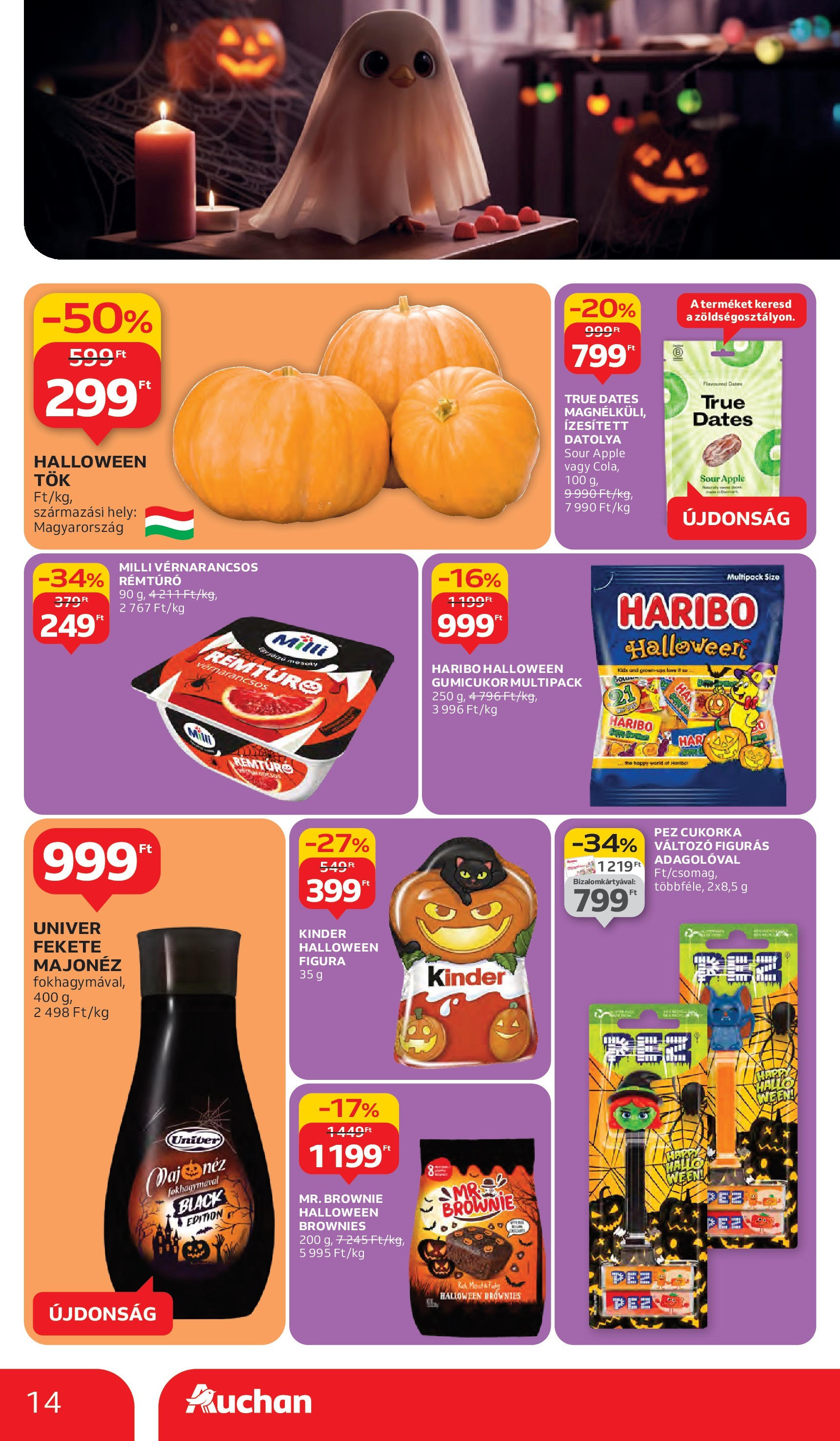 Auchan - Auchan újság érvényessége 10.08.-ig - 2025.10.03. -tól/töl > akció, lapozható szórólap 🛍️ | Oldal: 14 | Termékek: Gumicukor, Cukorka, Brownie, Majonéz