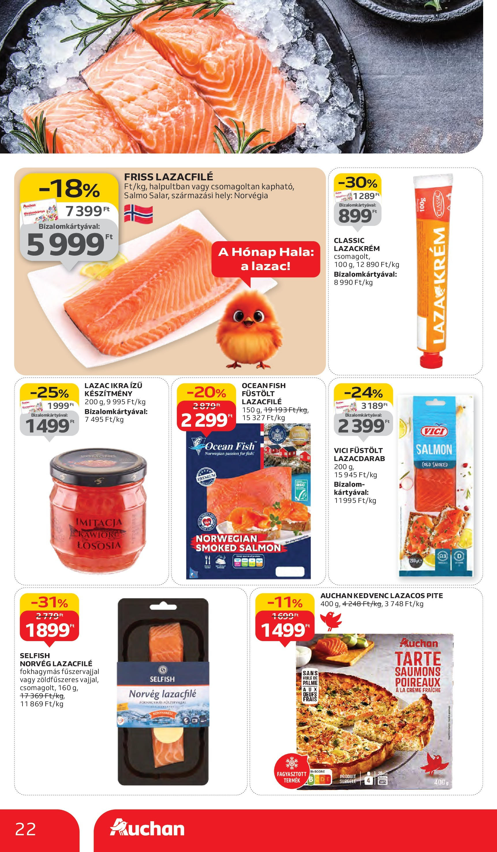 Auchan - Auchan újság érvényessége 10.08.-ig - 2025.10.03. -tól/töl > akció, lapozható szórólap 🛍️ | Oldal: 22 | Termékek: Creme fraiche, Lazacfilé, Lazac