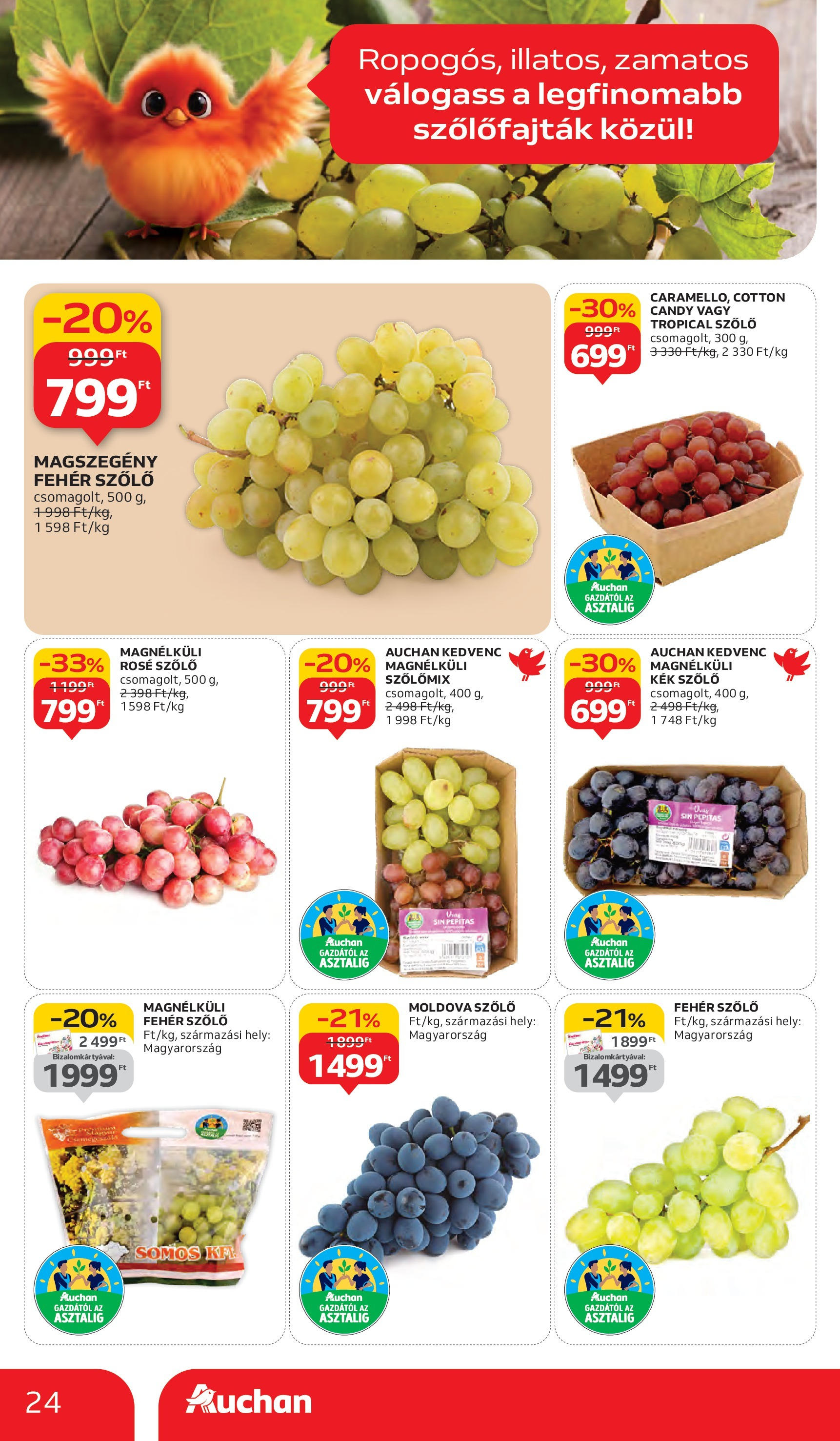 Auchan - Auchan újság érvényessége 10.08.-ig - 2025.10.03. -tól/töl > akció, lapozható szórólap 🛍️ | Oldal: 24 | Termékek: Szőlő