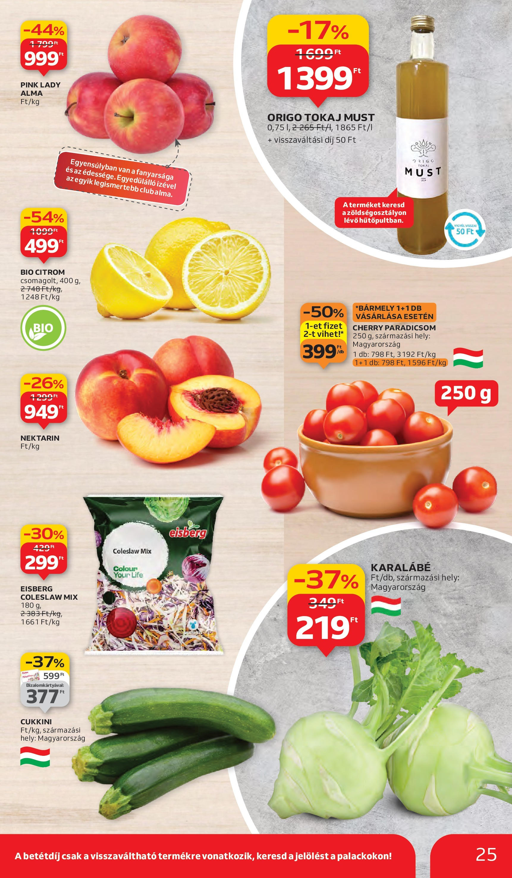 Auchan - Auchan újság érvényessége 10.08.-ig - 2025.10.03. -tól/töl > akció, lapozható szórólap 🛍️ | Oldal: 25 | Termékek: Cukkini, Alma, Paradicsom, Citrom