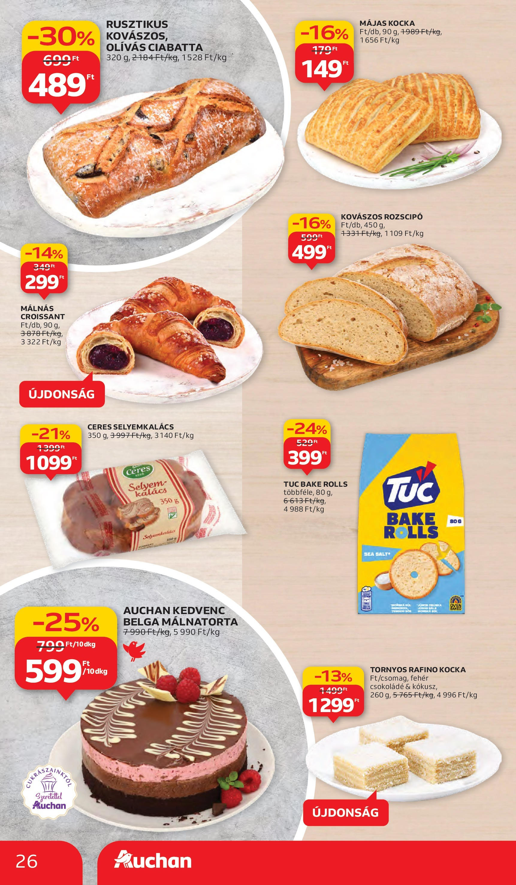 Auchan - Auchan újság érvényessége 10.08.-ig - 2025.10.03. -tól/töl > akció, lapozható szórólap 🛍️ | Oldal: 26 | Termékek: Croissant, Kalács, Ciabatta, Csokoládé