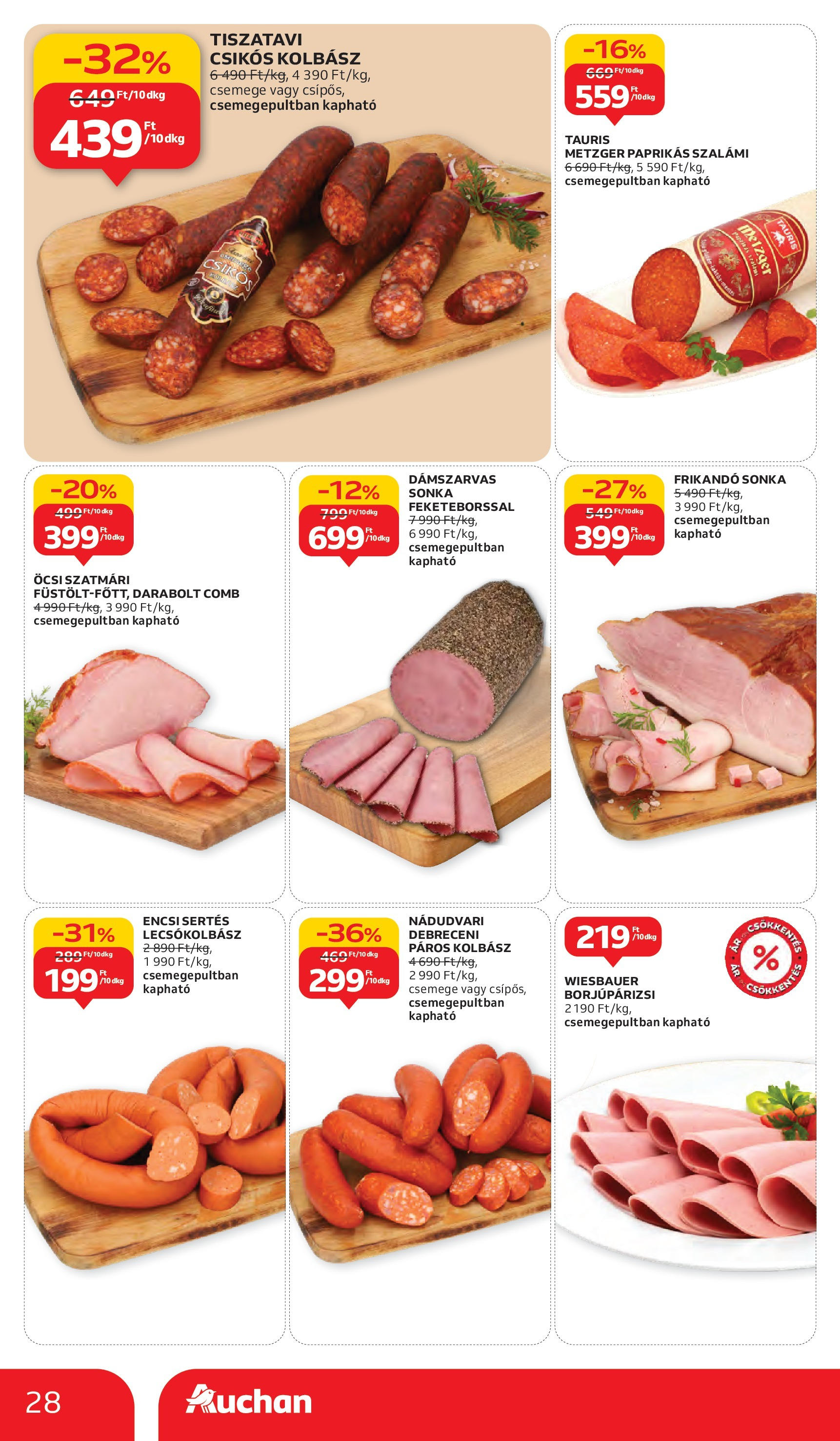 Auchan - Auchan újság érvényessége 10.08.-ig - 2025.10.03. -tól/töl > akció, lapozható szórólap 🛍️ | Oldal: 28 | Termékek: Kolbász, Sonka, Szalámi, Lecsókolbász