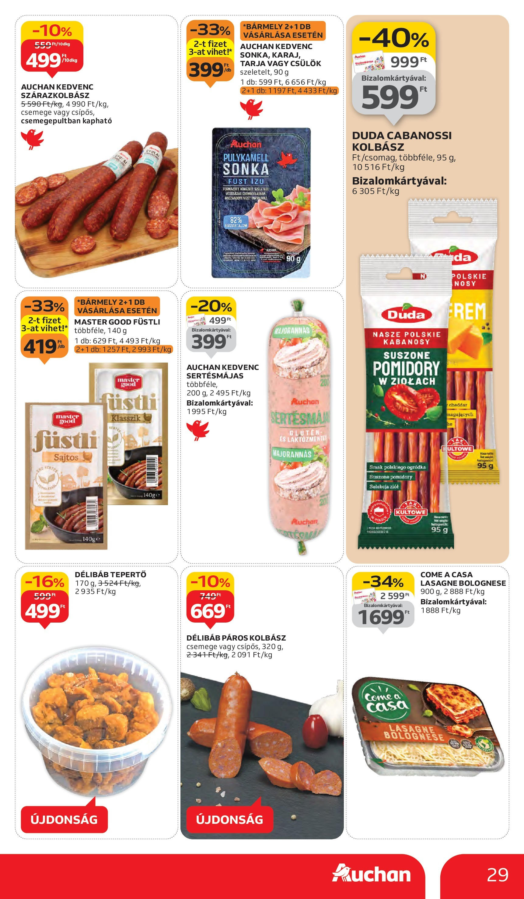 Auchan - Auchan újság érvényessége 10.08.-ig - 2025.10.03. -tól/töl > akció, lapozható szórólap 🛍️ | Oldal: 29 | Termékek: Sertésmáj, Tarja, Sonka, Lasagne