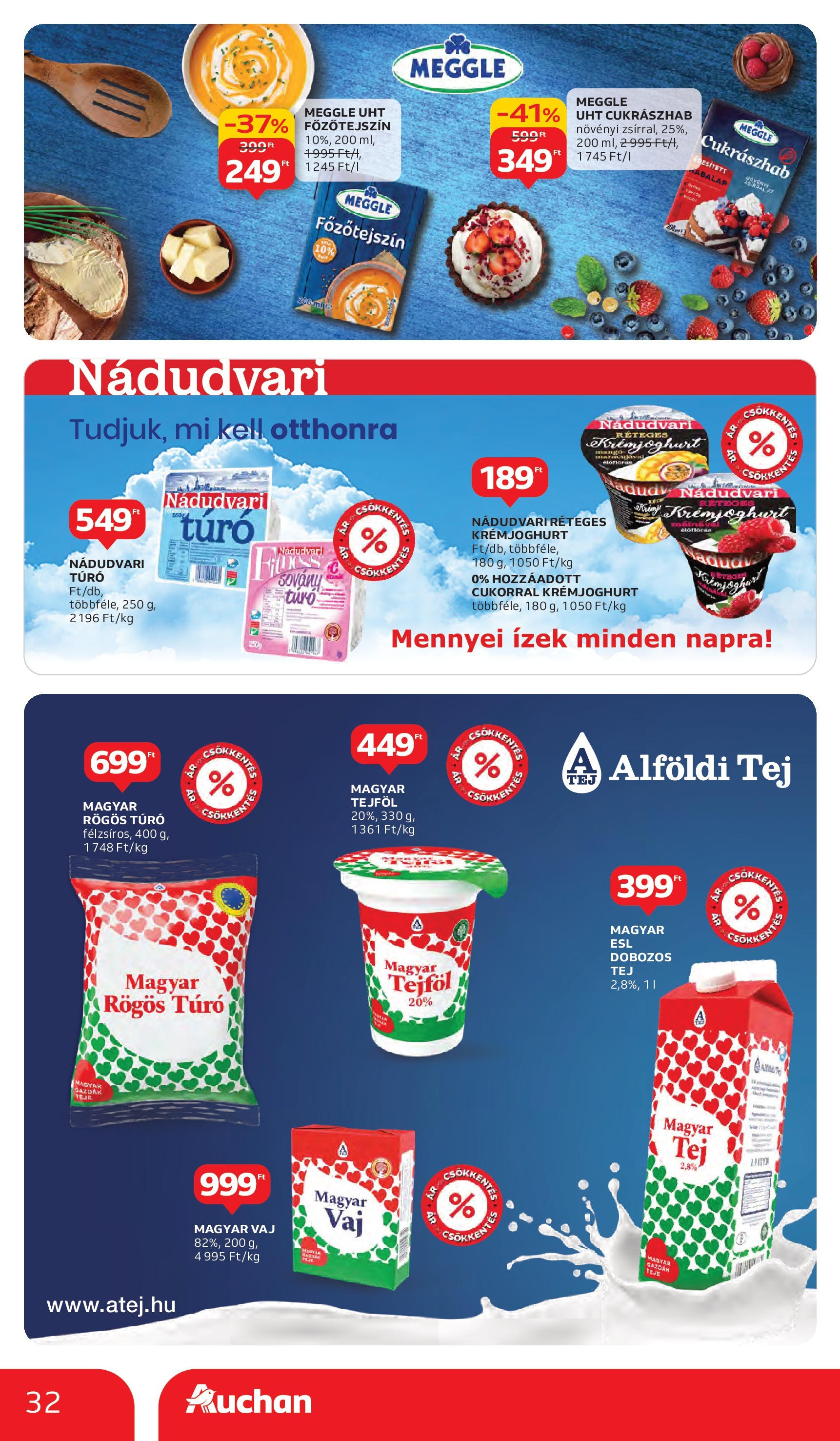 Auchan - Auchan újság érvényessége 10.08.-ig - 2025.10.03. -tól/töl > akció, lapozható szórólap 🛍️ | Oldal: 32 | Termékek: Vaj, Cukrászhab, Tejföl, Mangó