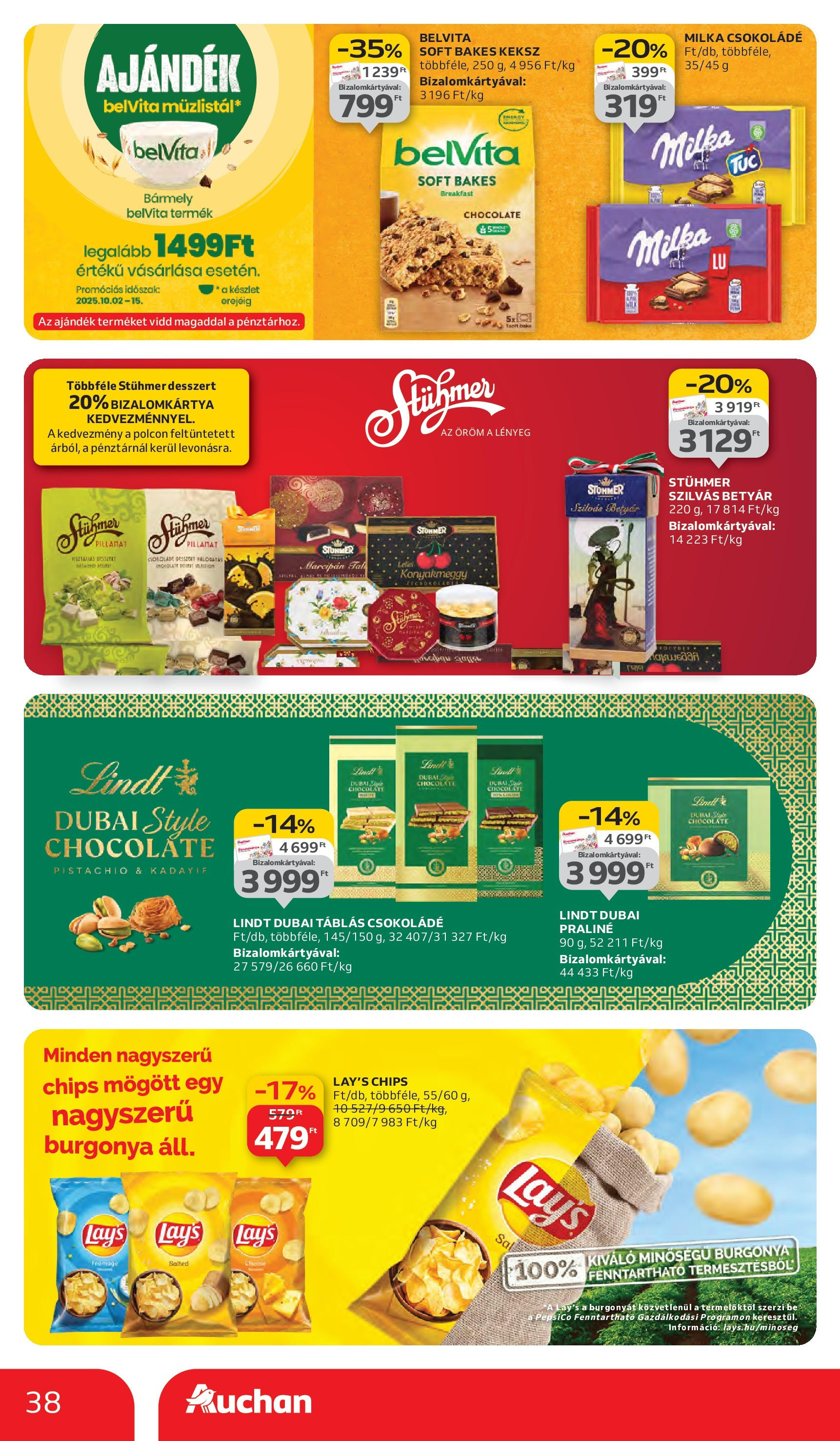 Auchan - Auchan újság érvényessége 10.08.-ig - 2025.10.03. -tól/töl > akció, lapozható szórólap 🛍️ | Oldal: 38 | Termékek: Burgonya, Marcipan, Praliné, Csokoládé
