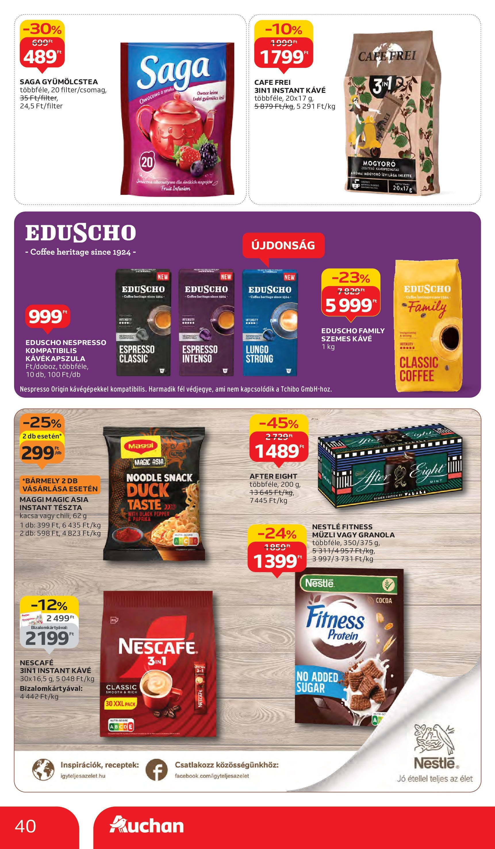 Auchan - Auchan újság érvényessége 10.08.-ig - 2025.10.03. -tól/töl > akció, lapozható szórólap 🛍️ | Oldal: 40 | Termékek: Nescafé, Kávékapszula, Gyümölcs, Kávé