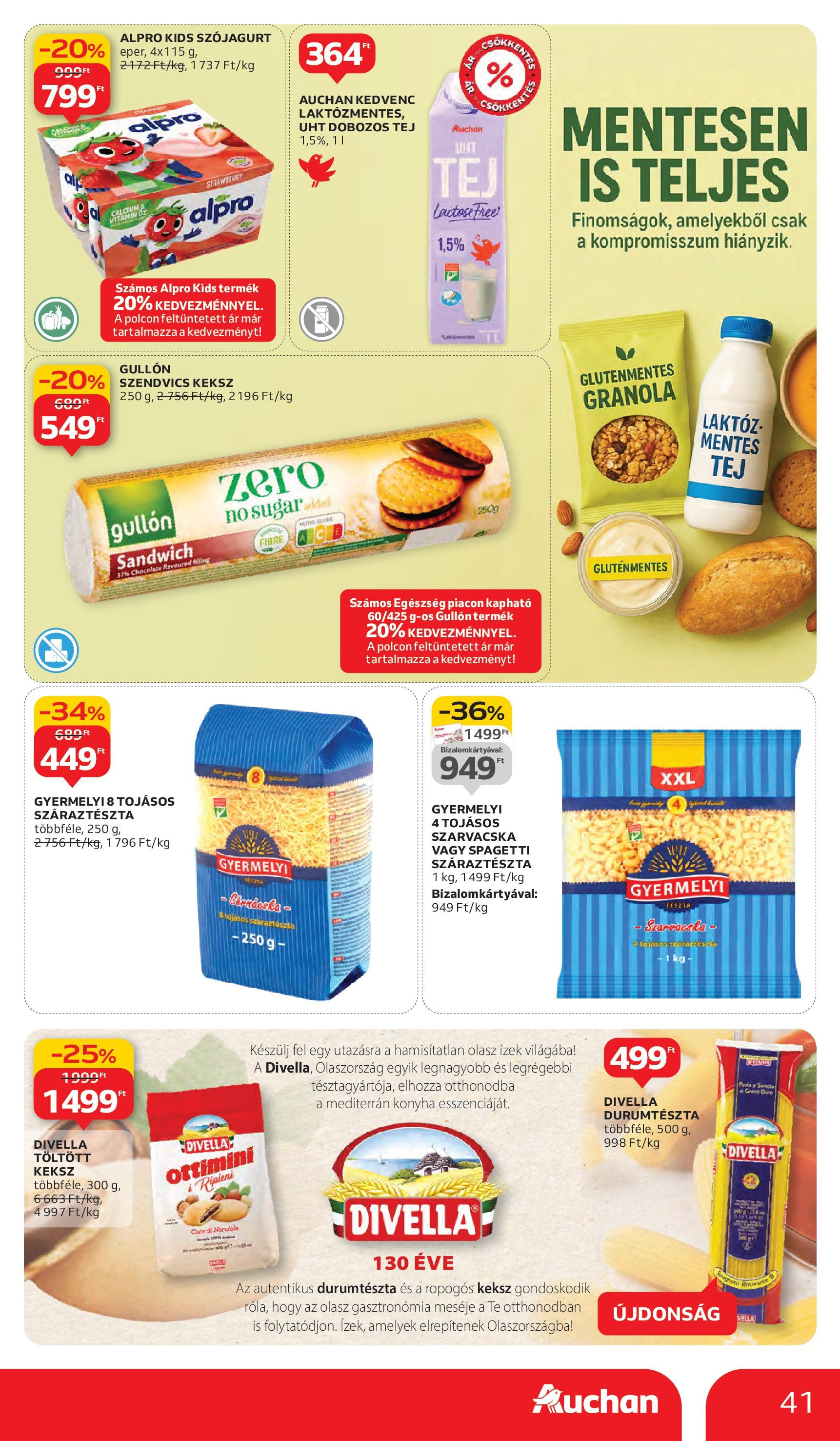 Auchan - Auchan újság érvényessége 10.08.-ig - 2025.10.03. -tól/töl > akció, lapozható szórólap 🛍️ | Oldal: 41 | Termékek: Alpro, Granola, Tészta, Gluténmentes