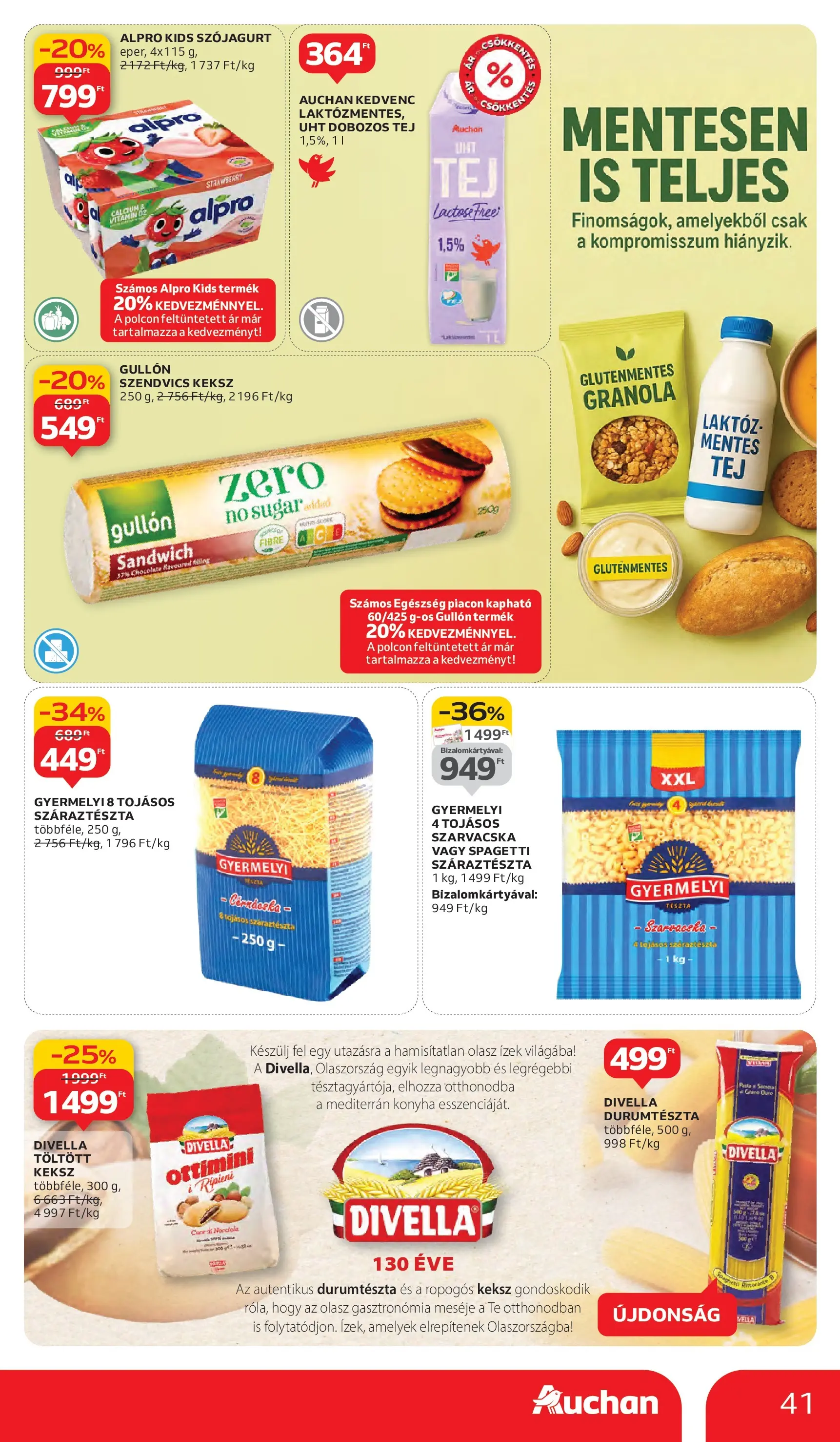 Auchan Akciós újság Szeged - 2025.10.02. -tól/töl > akció, lapozható szórólap 🛍️ | Oldal: 41 | Termékek: Alpro, Tej, Durumtészta, Száraztészta