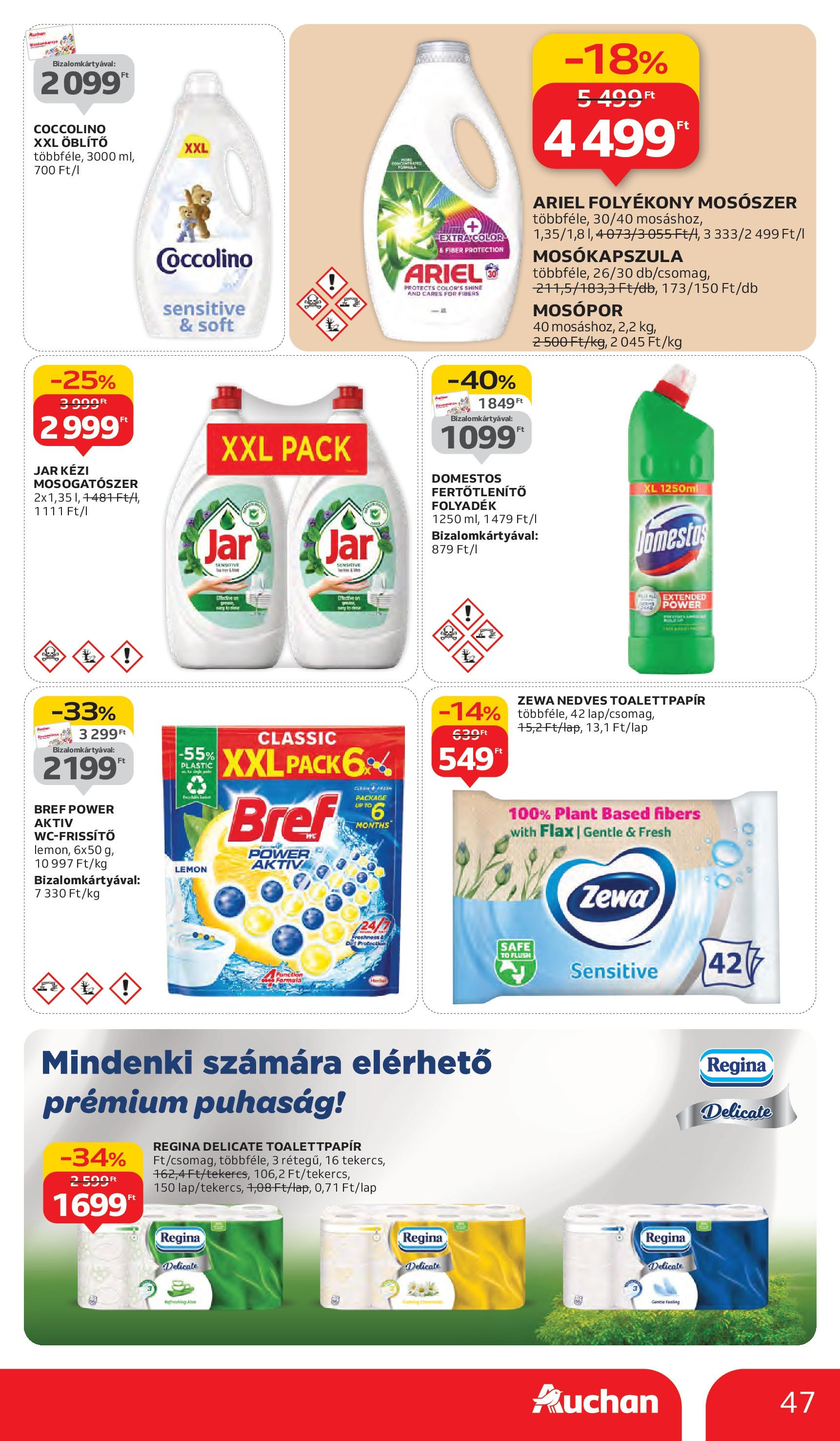 Auchan - Auchan újság érvényessége 10.08.-ig - 2025.10.03. -tól/töl > akció, lapozható szórólap 🛍️ | Oldal: 47 | Termékek: Ariel, Folyékony mosószer, Mosópor, Mosószer