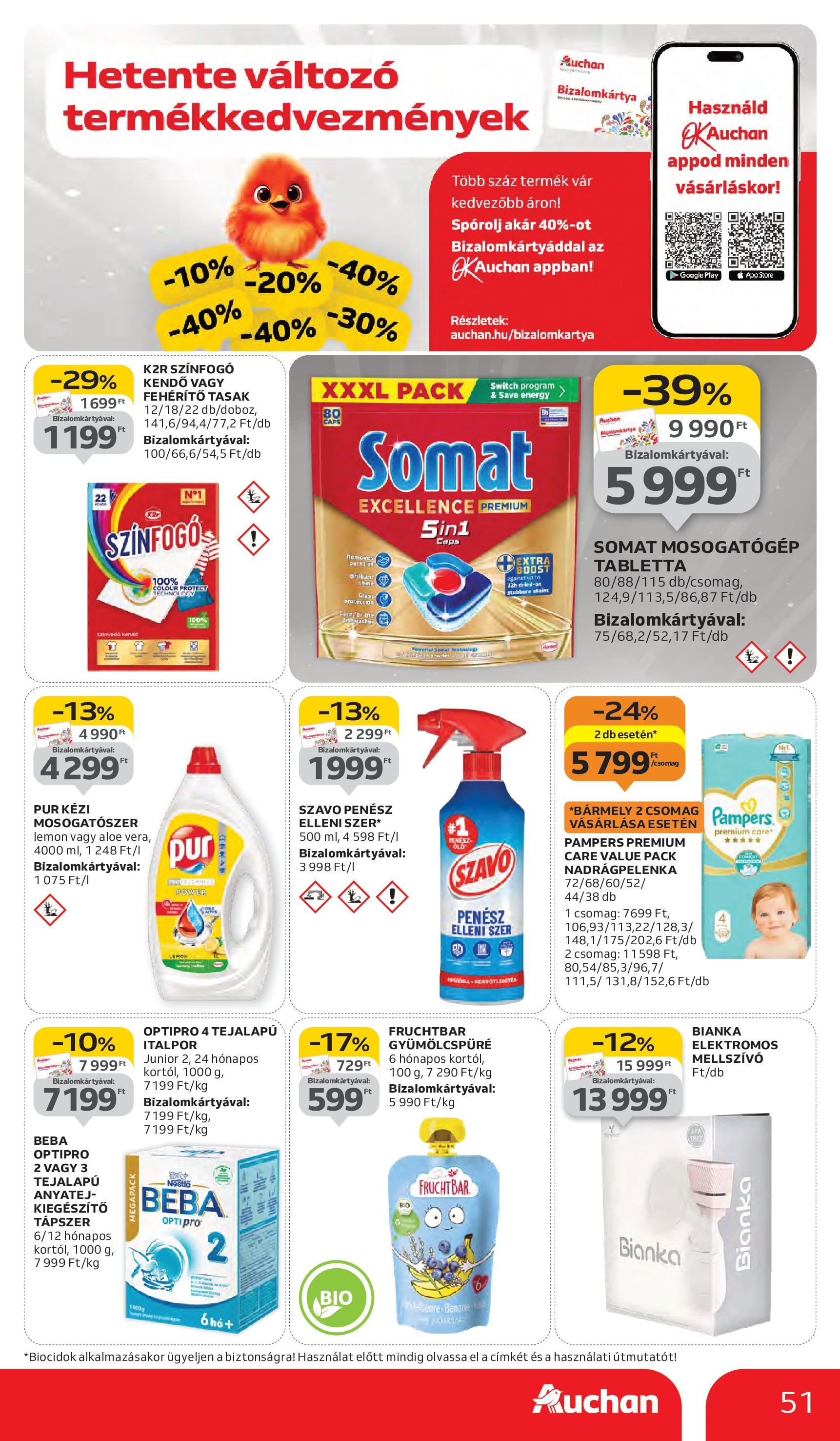 Auchan - Auchan újság érvényessége 10.08.-ig - 2025.10.03. -tól/töl > akció, lapozható szórólap 🛍️ | Oldal: 51 | Termékek: Kendő, Somat, Szavó, Italpor