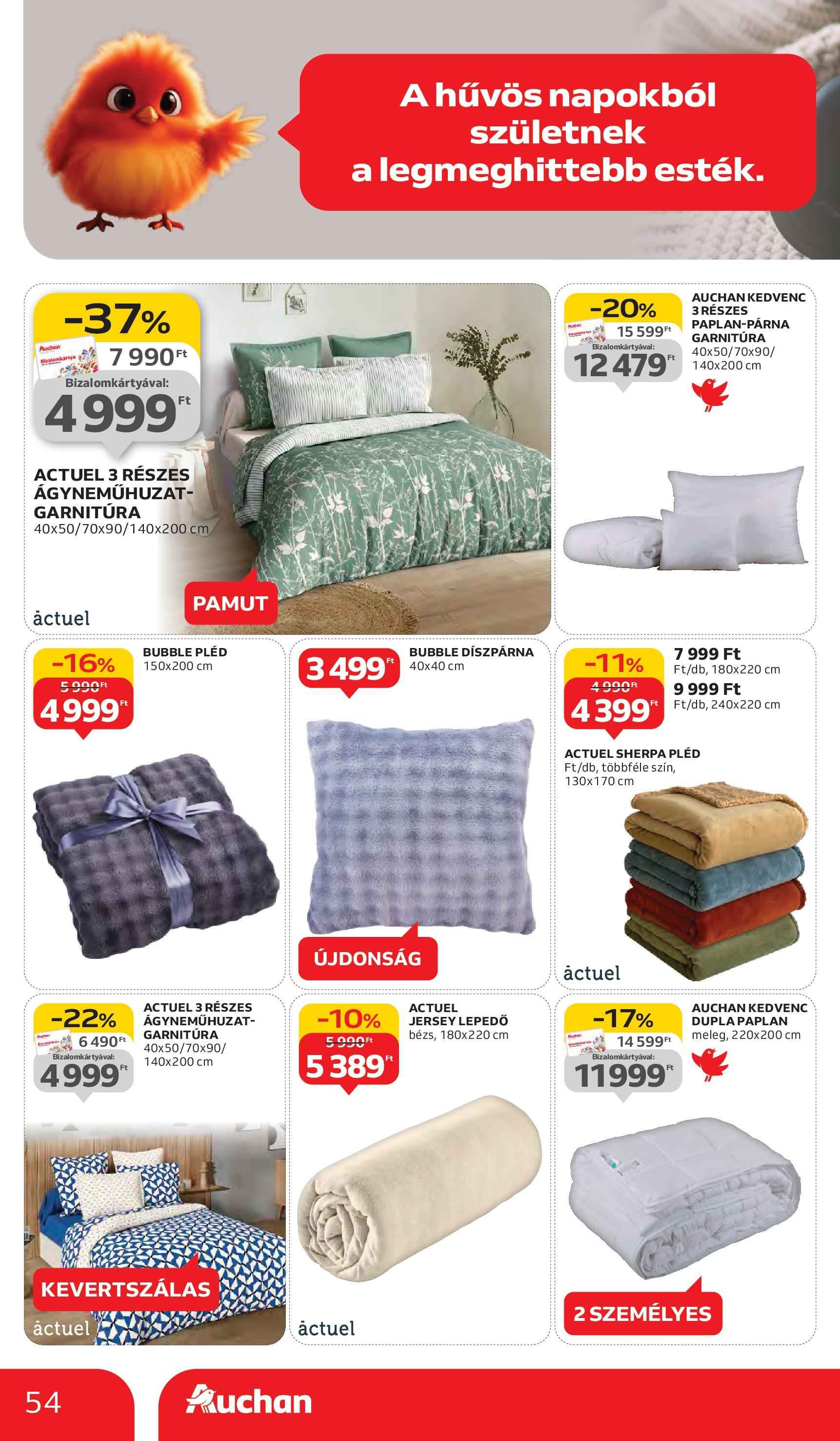 Auchan - Auchan újság érvényessége 10.08.-ig - 2025.10.03. -tól/töl > akció, lapozható szórólap 🛍️ | Oldal: 54 | Termékek: Paplan, Lepedő, Pléd, Díszpárna