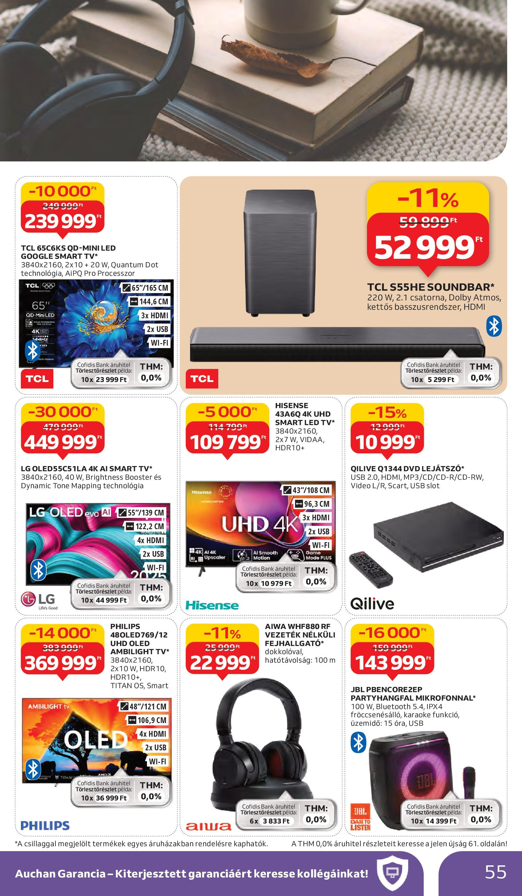 Auchan - Auchan újság érvényessége 10.08.-ig - 2025.10.03. -tól/töl > akció, lapozható szórólap 🛍️ | Oldal: 55 | Termékek: Videó, USB, TV
