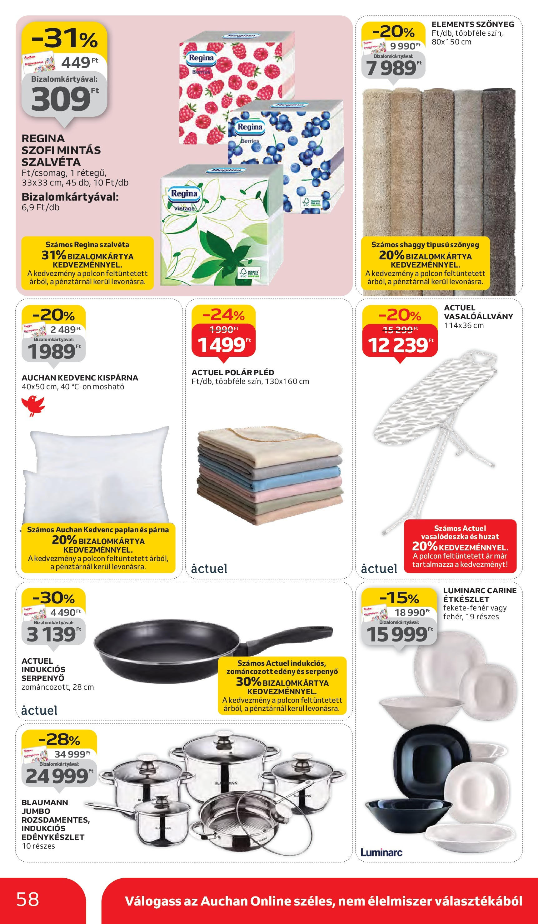 Auchan - Auchan újság érvényessége 10.08.-ig - 2025.10.03. -tól/töl > akció, lapozható szórólap 🛍️ | Oldal: 58 | Termékek: Edény, Szőnyeg, Serpenyő, Vasalódeszka