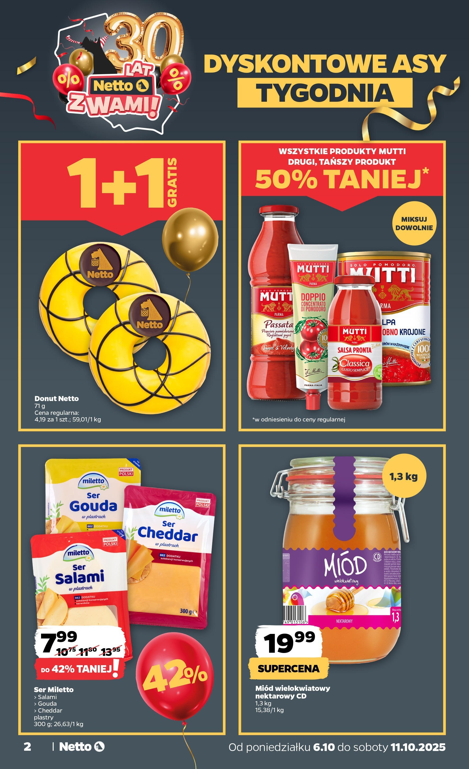 Netto gazetka - Spożywcza od 06.10.2025 - Aktualne promocje | Strona: 2 | Produkty: Donut, Salami, Pomidory, Cheddar