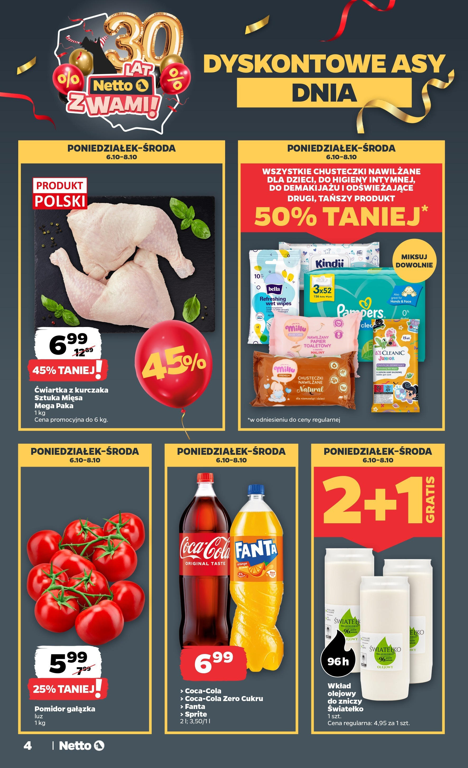 Netto gazetka - Spożywcza od 06.10.2025 - Aktualne promocje | Strona: 4 | Produkty: Maliny, Sprite, Coca cola, Ćwiartka z kurczaka