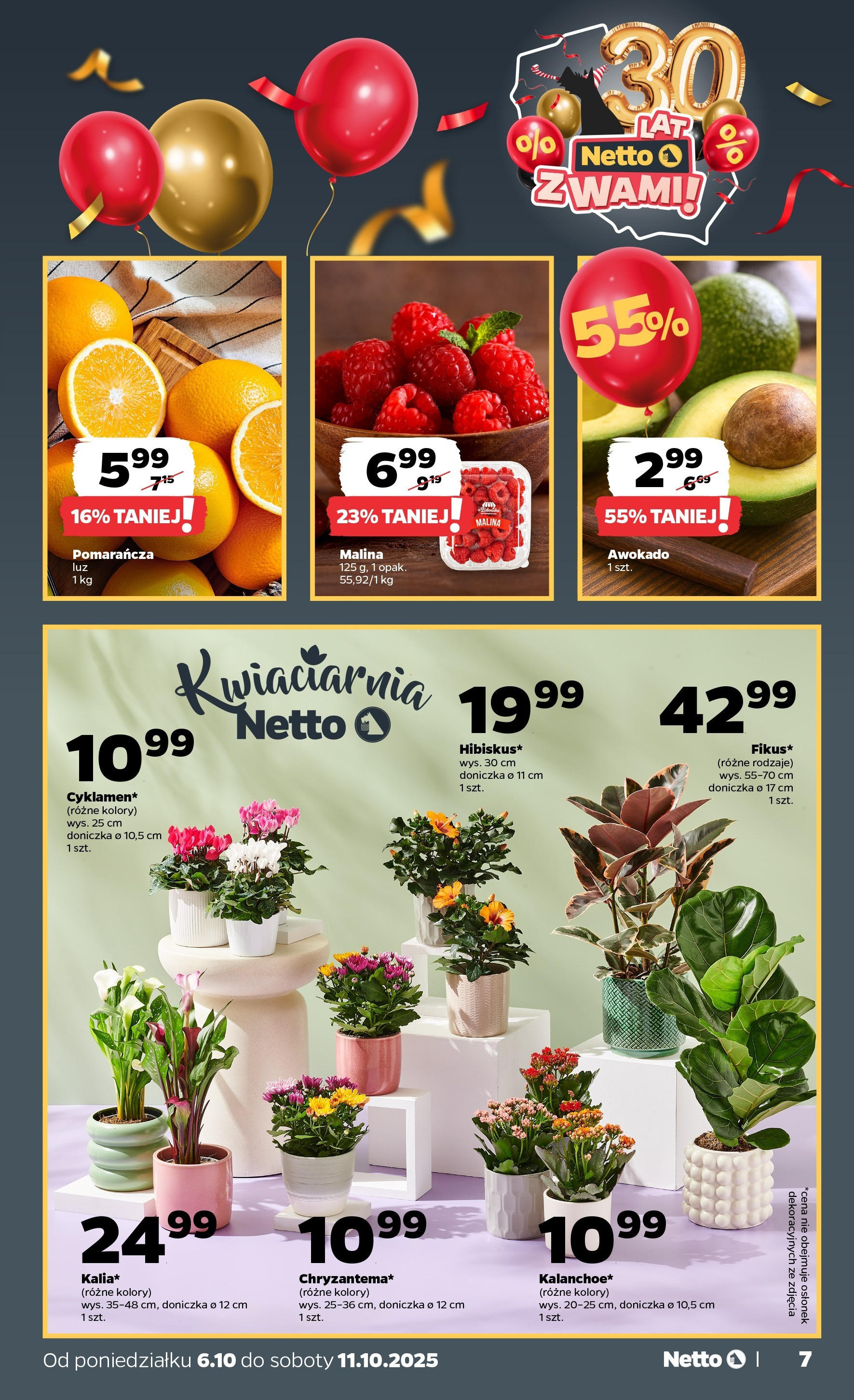 Netto gazetka - Spożywcza od 06.10.2025 - Aktualne promocje | Strona: 7 | Produkty: Malina, Doniczka, Awokado
