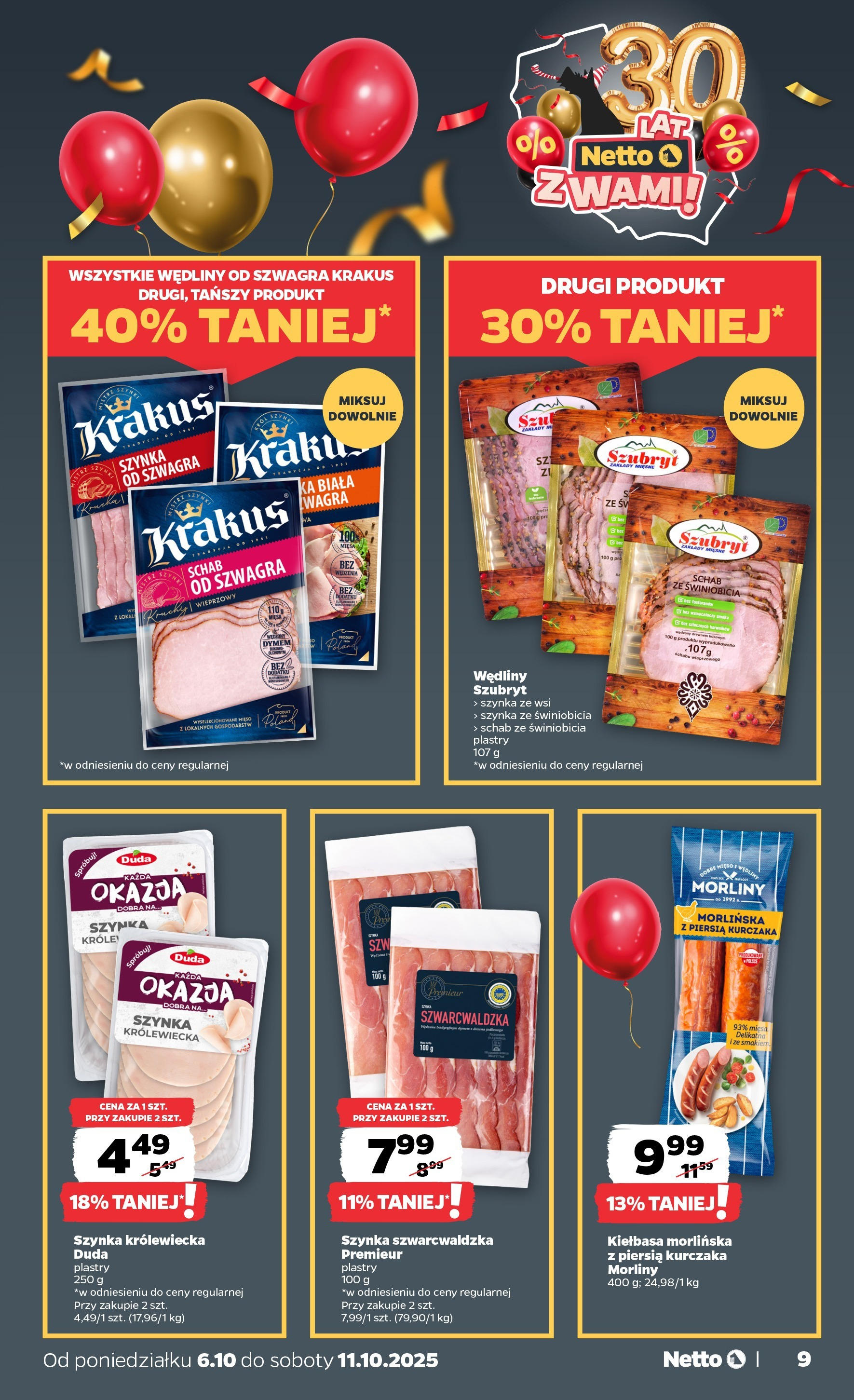 Netto gazetka - Spożywcza od 06.10.2025 - Aktualne promocje | Strona: 9 | Produkty: Kiełbasa, Schab, Szynka, Sól